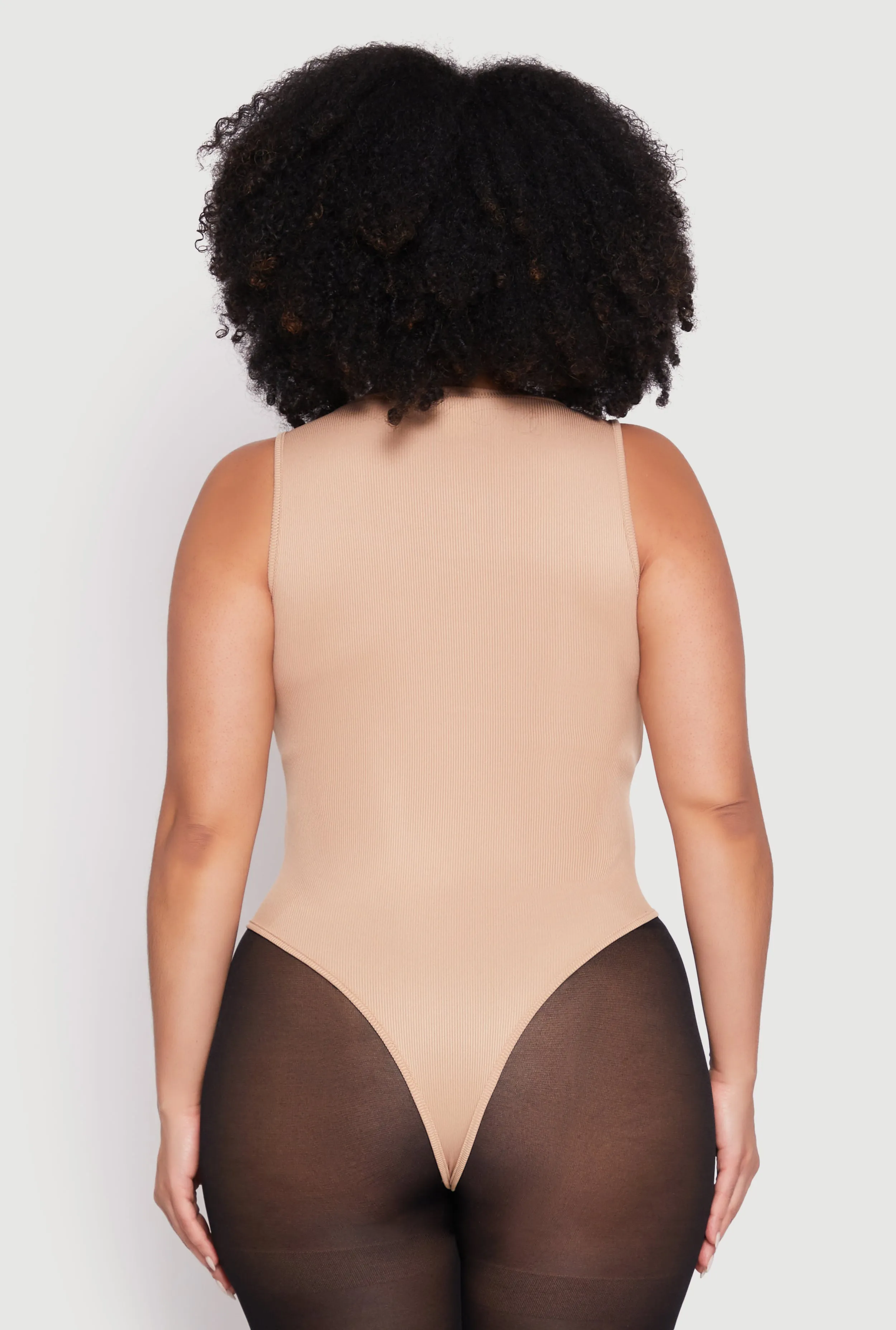 Plus Size Daisy Ribbed Knit Tank Thong Bodysuit sold by Rainbow product image thumbnail 5