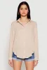Gauze Knit Twist Back Button Front Shirt sold by Rainbow