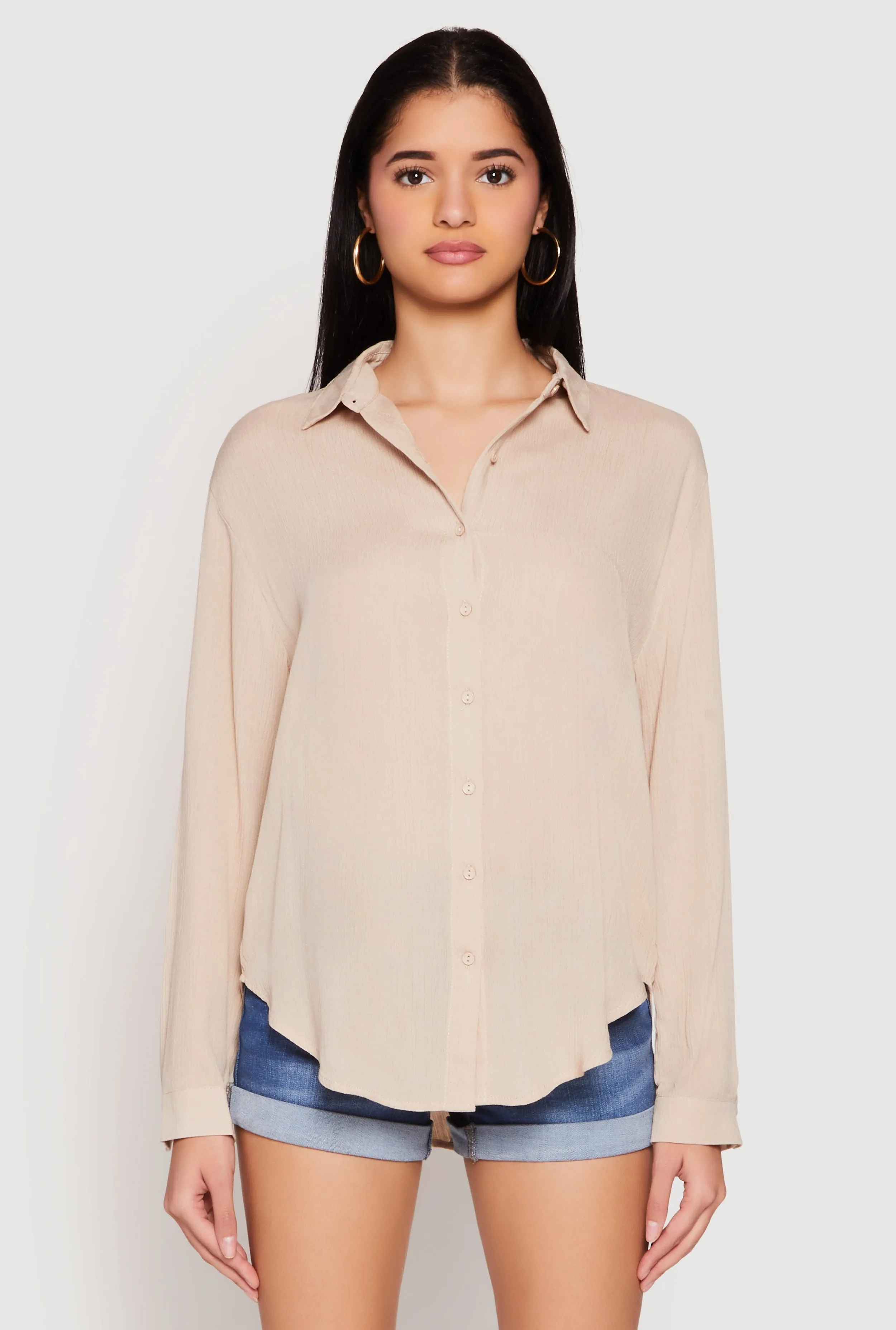 Gauze Knit Twist Back Button Front Shirt sold by Rainbow product image thumbnail 2