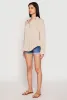 Gauze Knit Twist Back Button Front Shirt sold by Rainbow