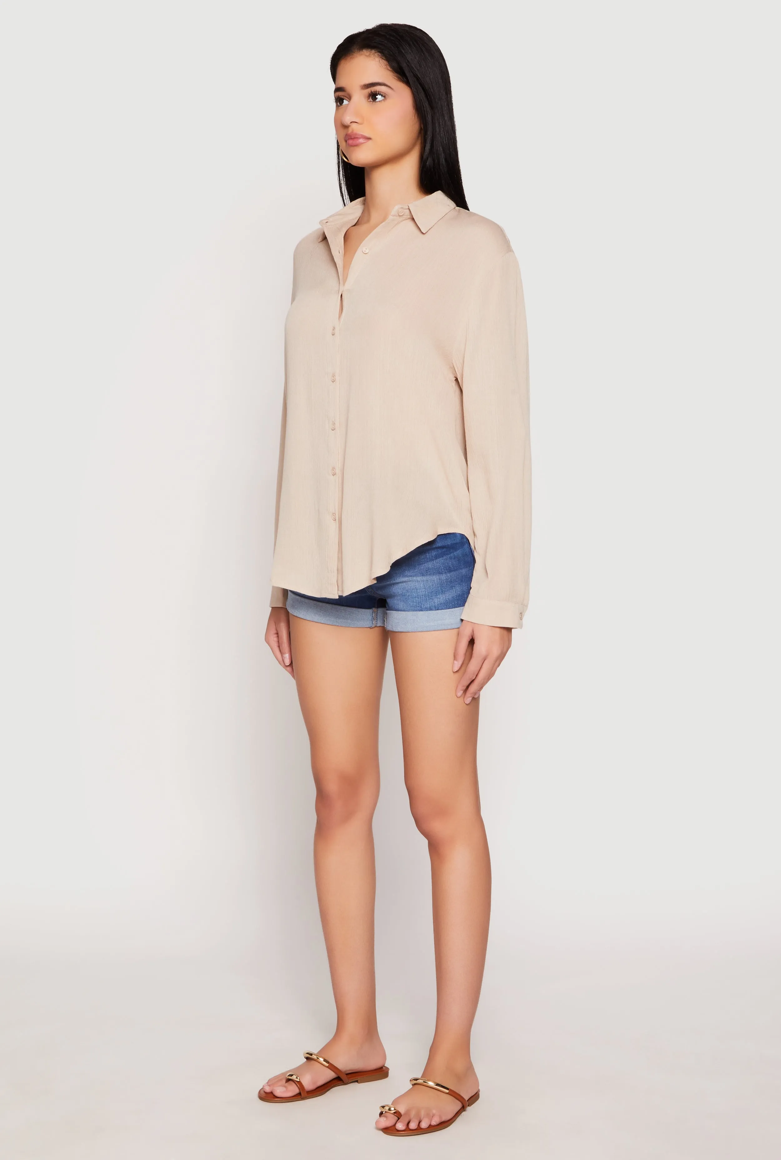 Gauze Knit Twist Back Button Front Shirt sold by Rainbow product image thumbnail 3