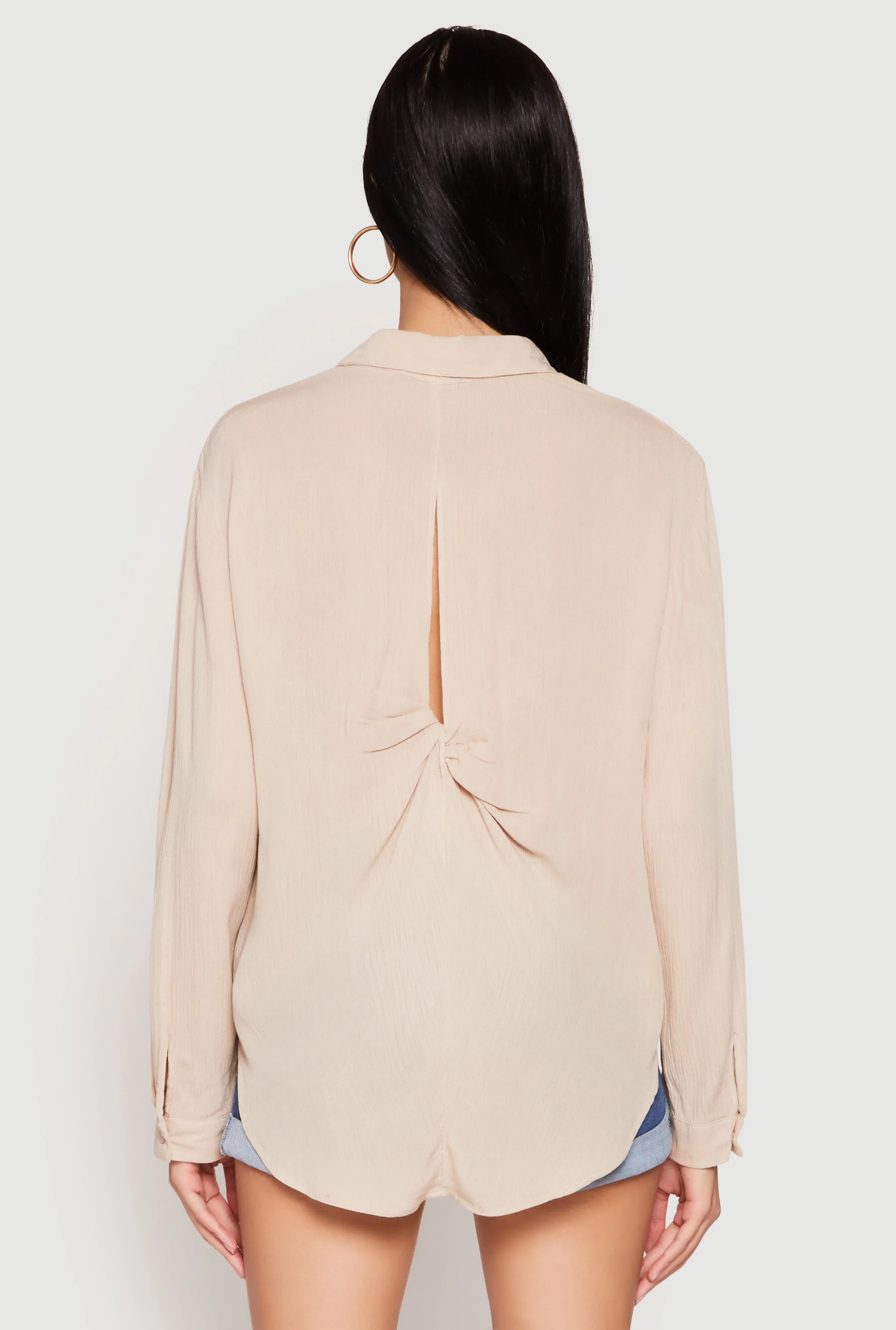 Gauze Knit Twist Back Button Front Shirt sold by Rainbow product image thumbnail 5