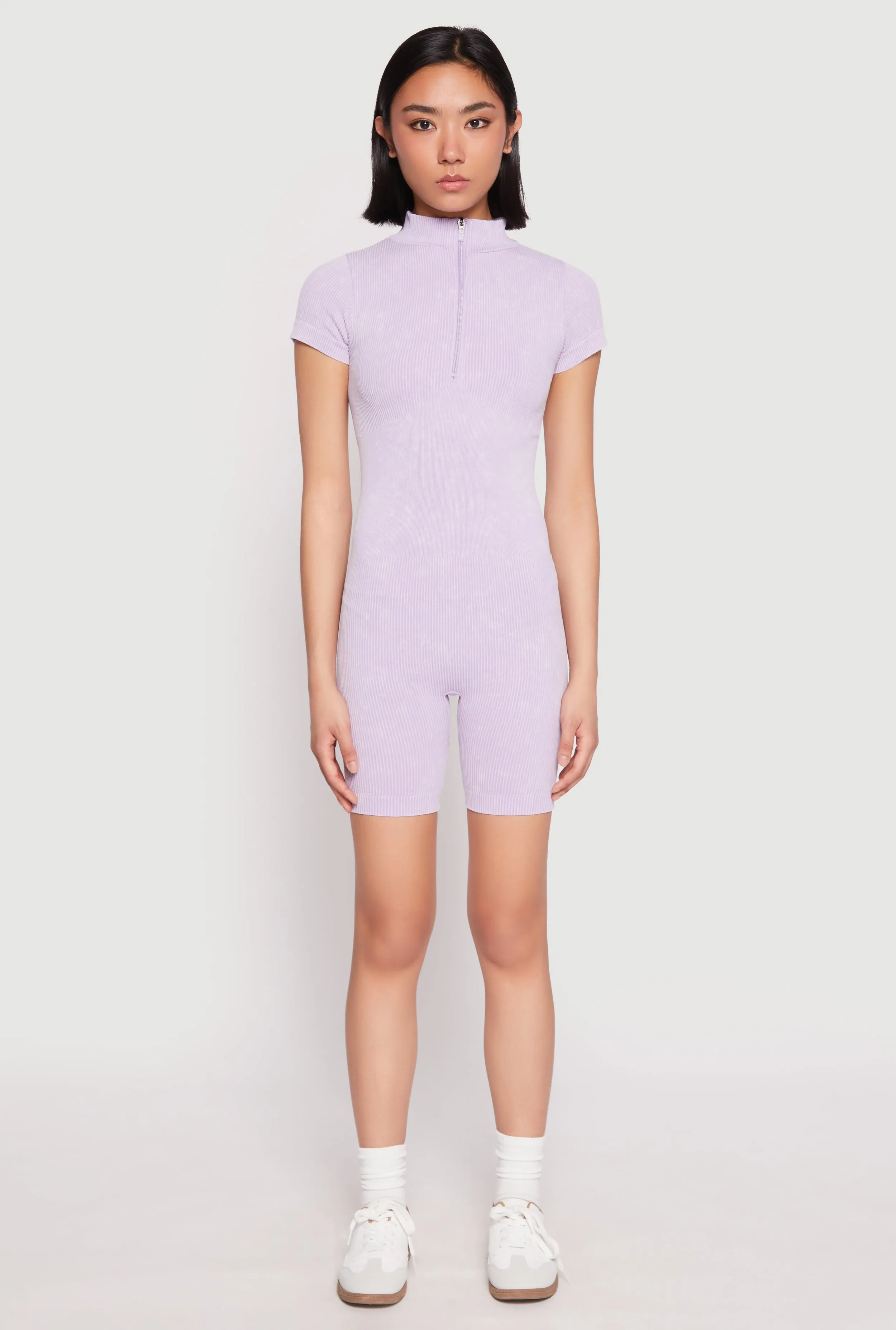 Acid Wash Biker Romper sold by Rainbow