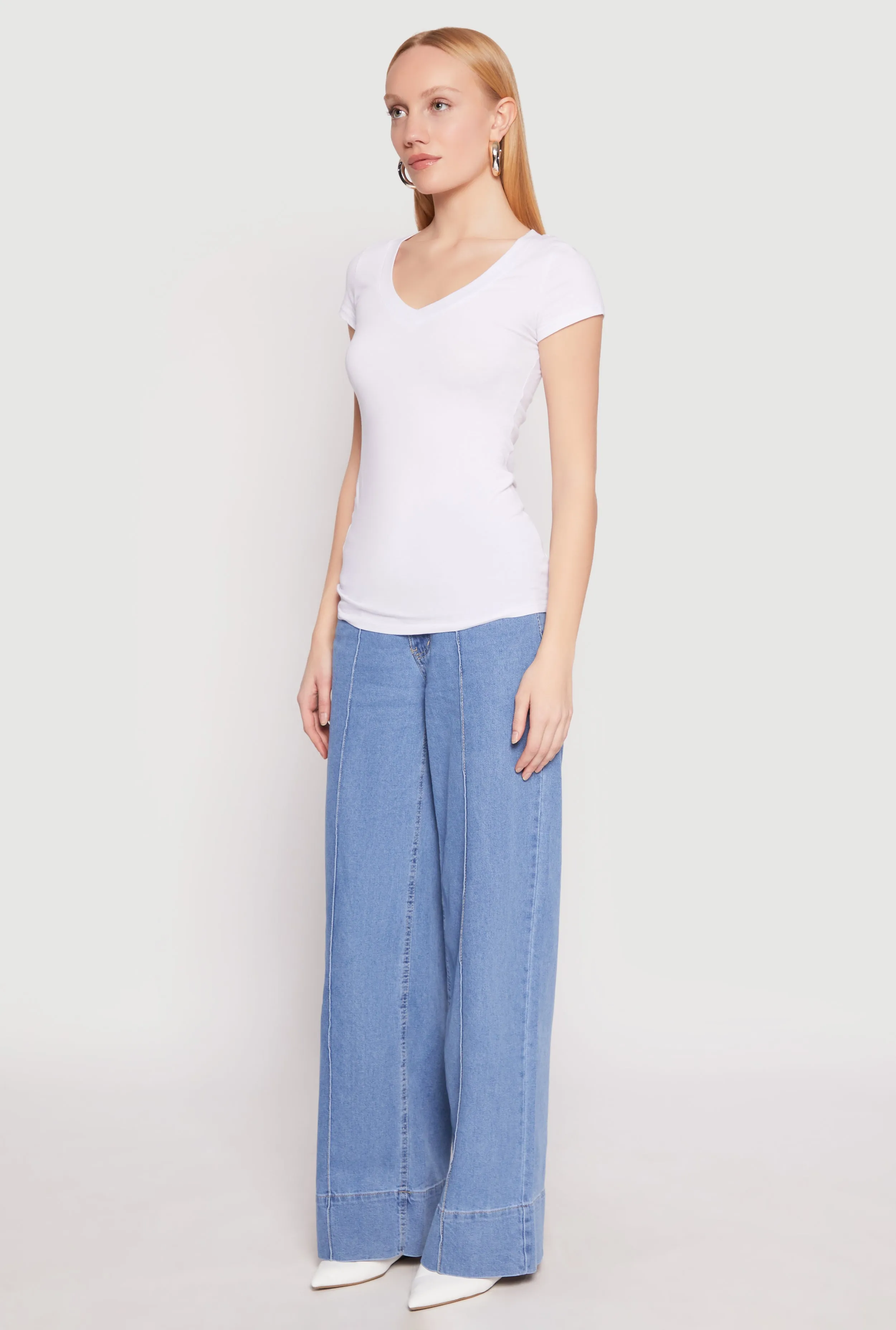 V Neck Basic Short Sleeve Tee sold by Rainbow product image thumbnail 5