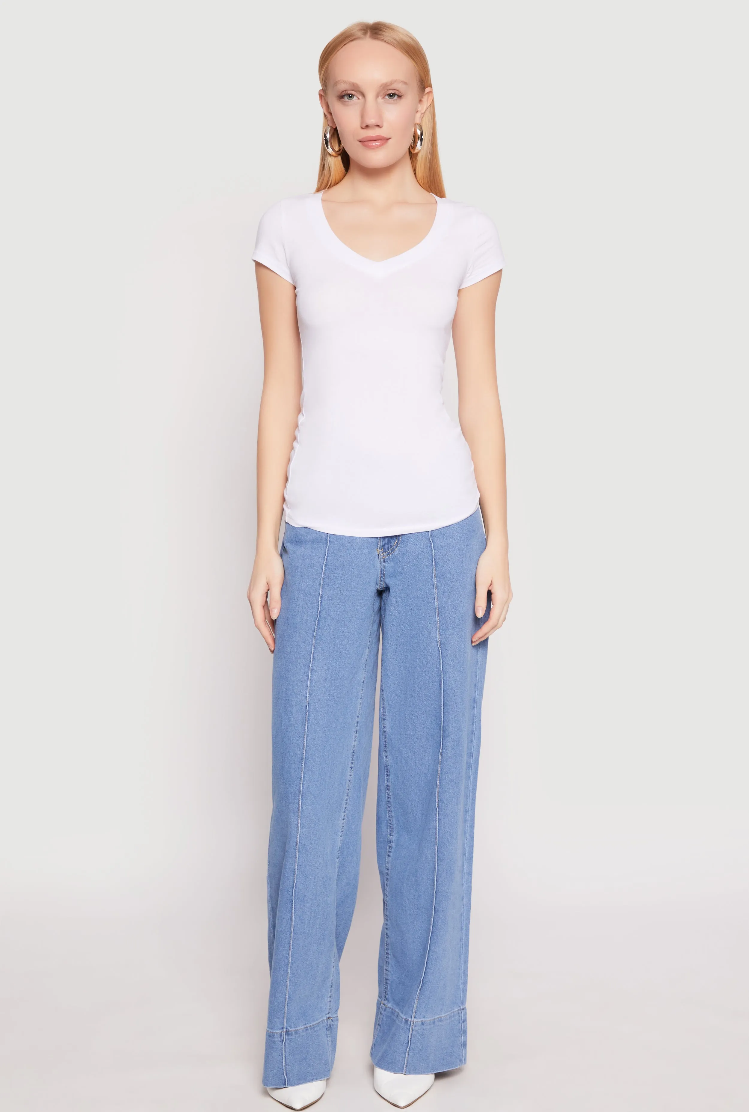 V Neck Basic Short Sleeve Tee sold by Rainbow product image thumbnail 3