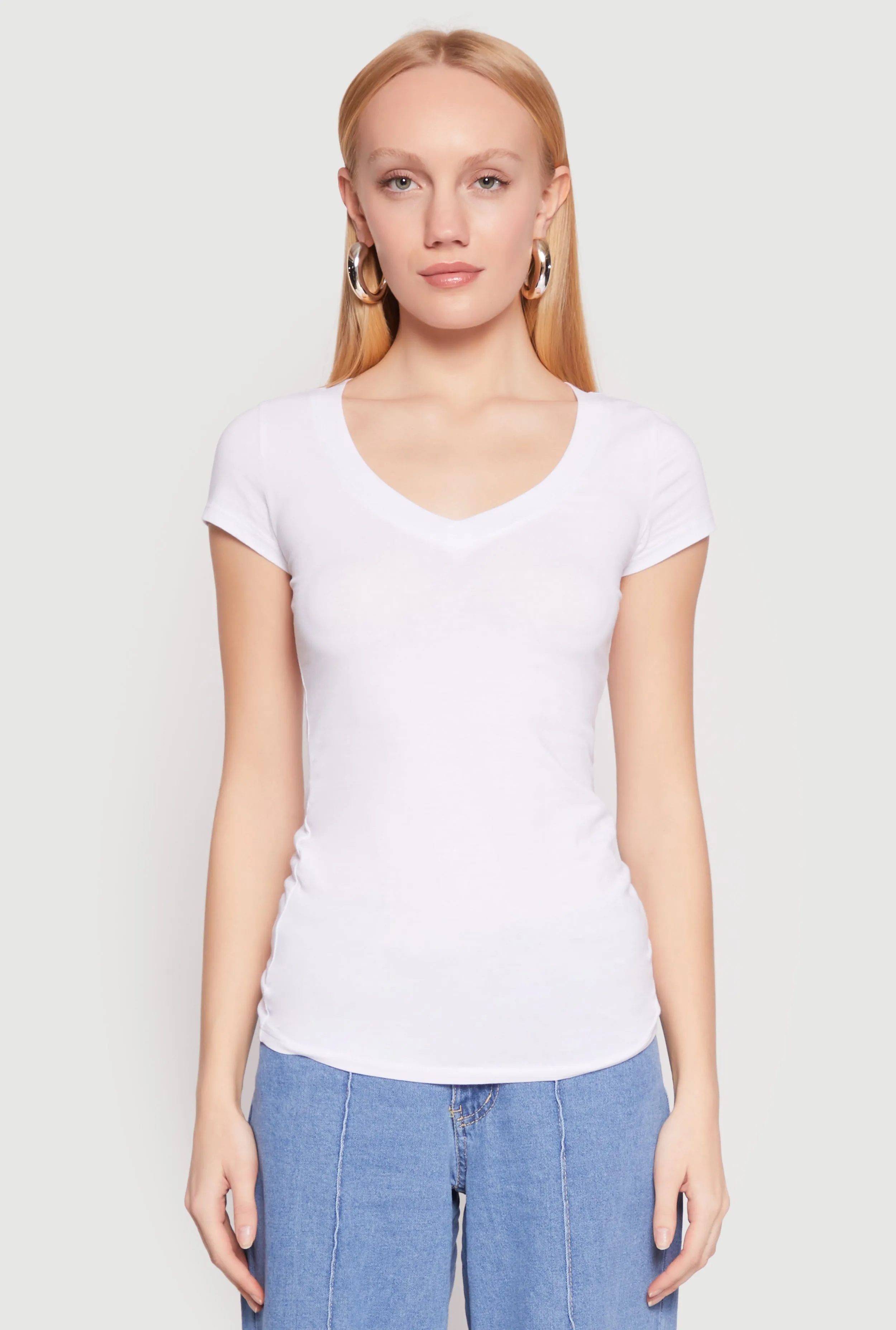 V Neck Basic Short Sleeve Tee sold by Rainbow product image thumbnail 2
