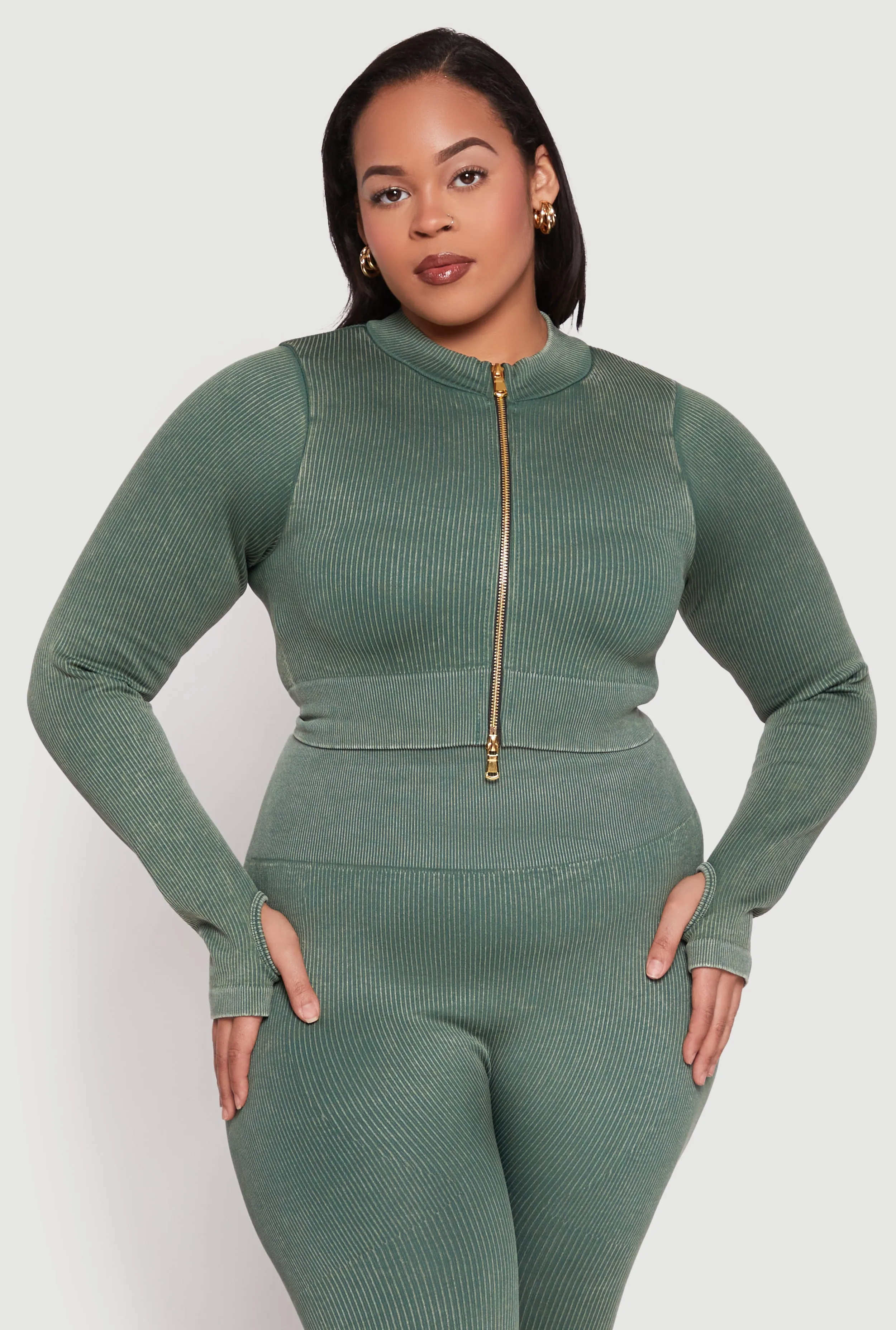 Plus Size Daisy Acid Wash Track Jacket sold by Rainbow