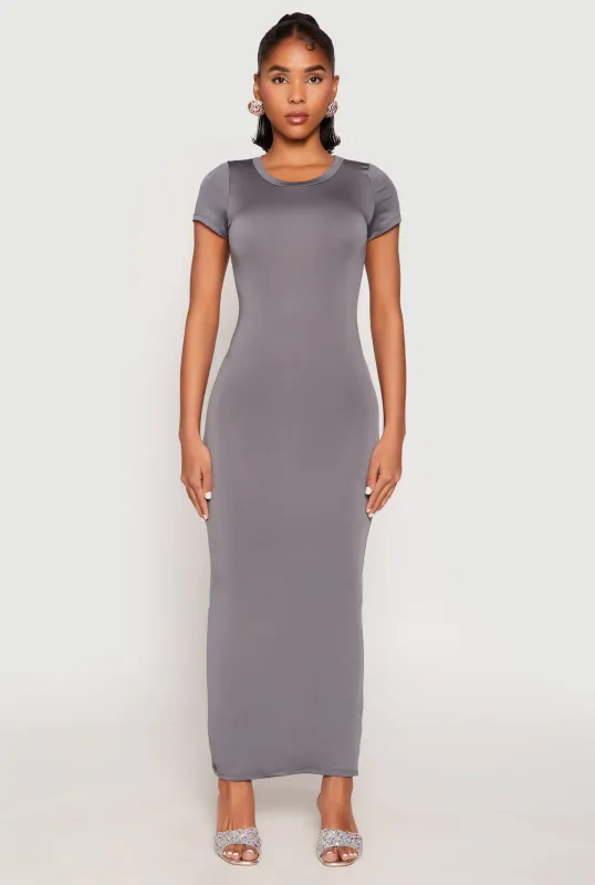 Short Sleeve Slit Back Maxi Dress sold by Rainbow