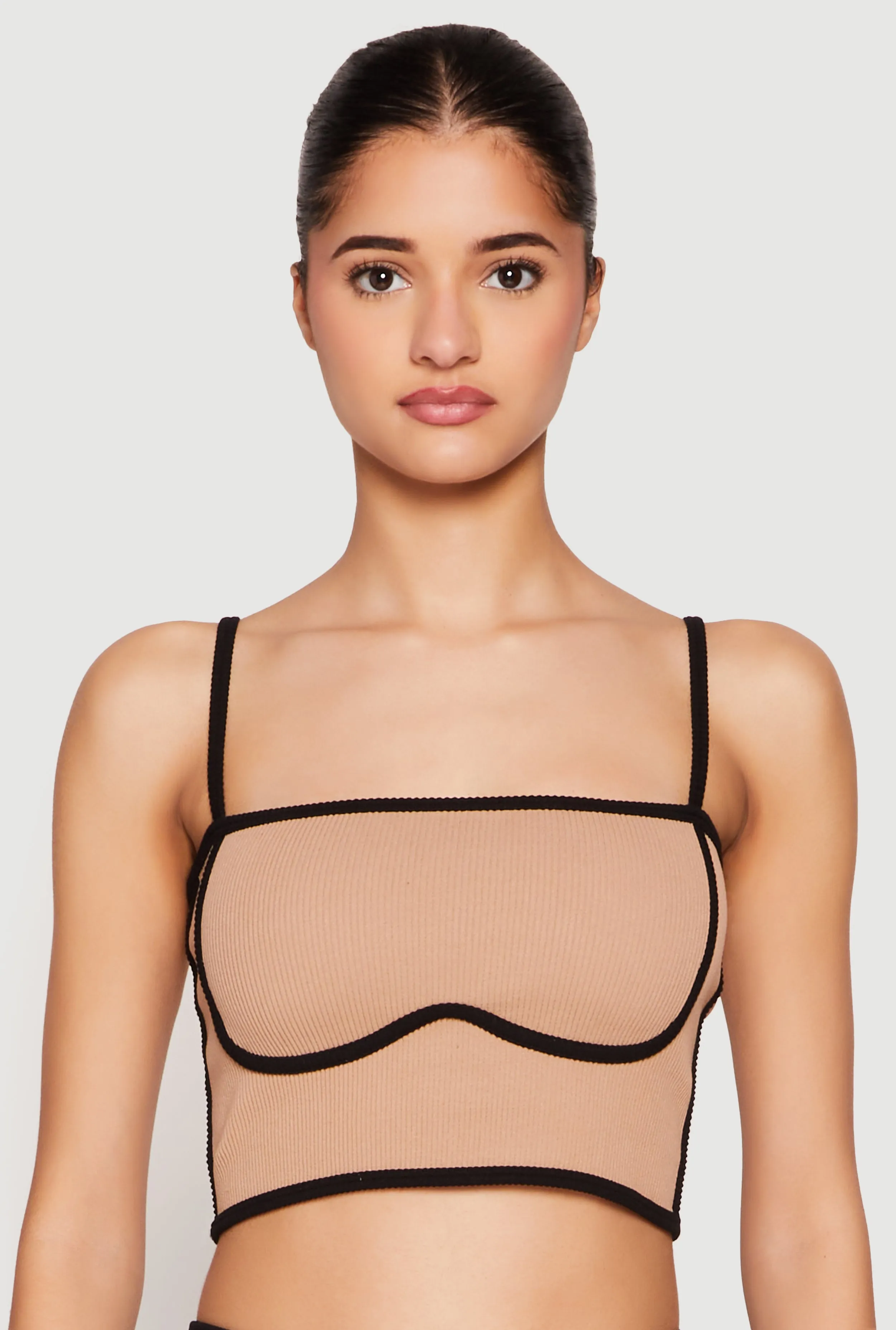 Seamless Contrast Trim Cropped Cami sold by Rainbow