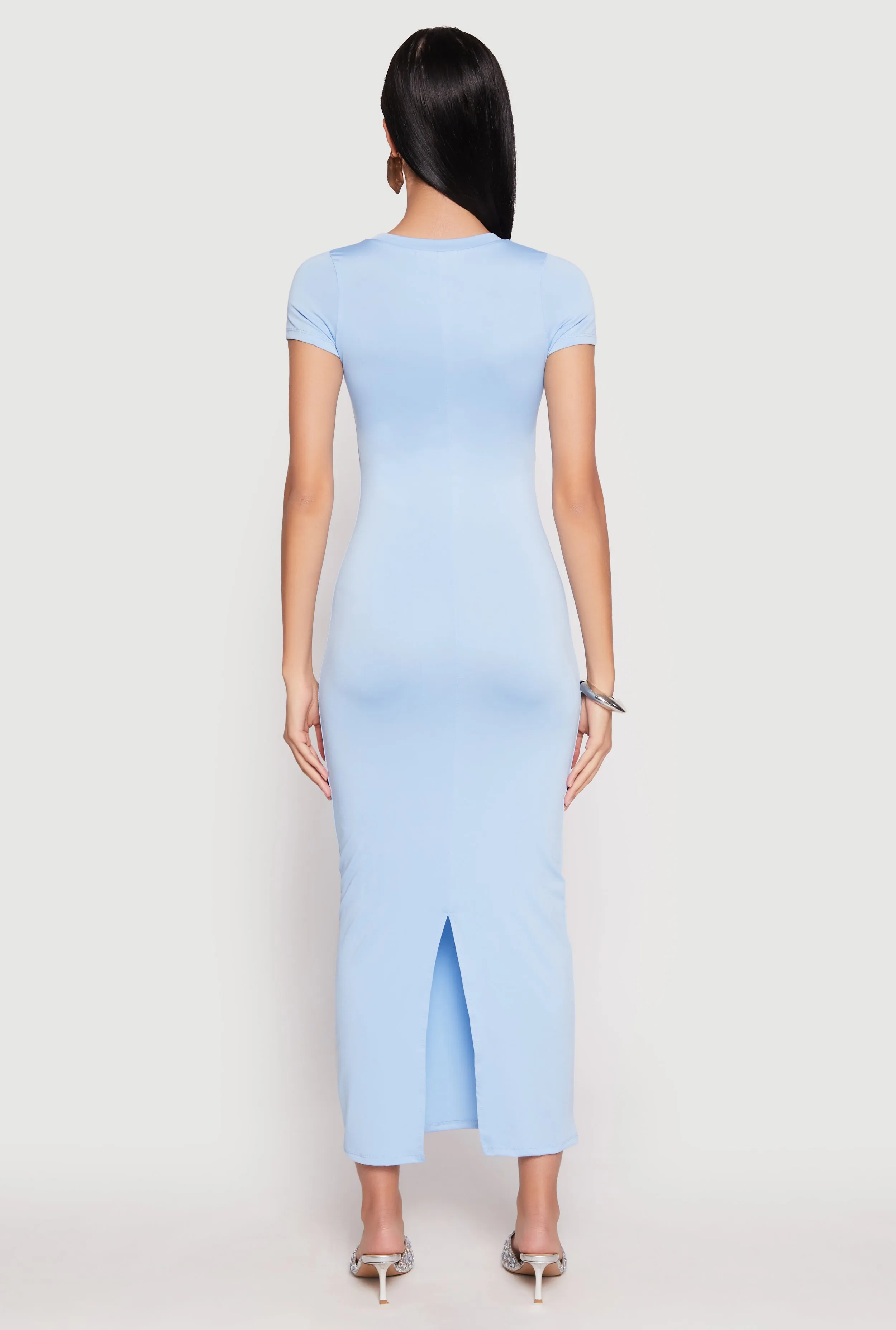 Short Sleeve Slit Back Maxi Dress sold by Rainbow product image thumbnail 3