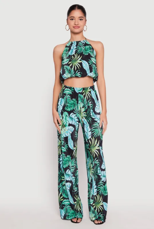 Almost Famous Plisse Tropical Print Pants sold by Rainbow