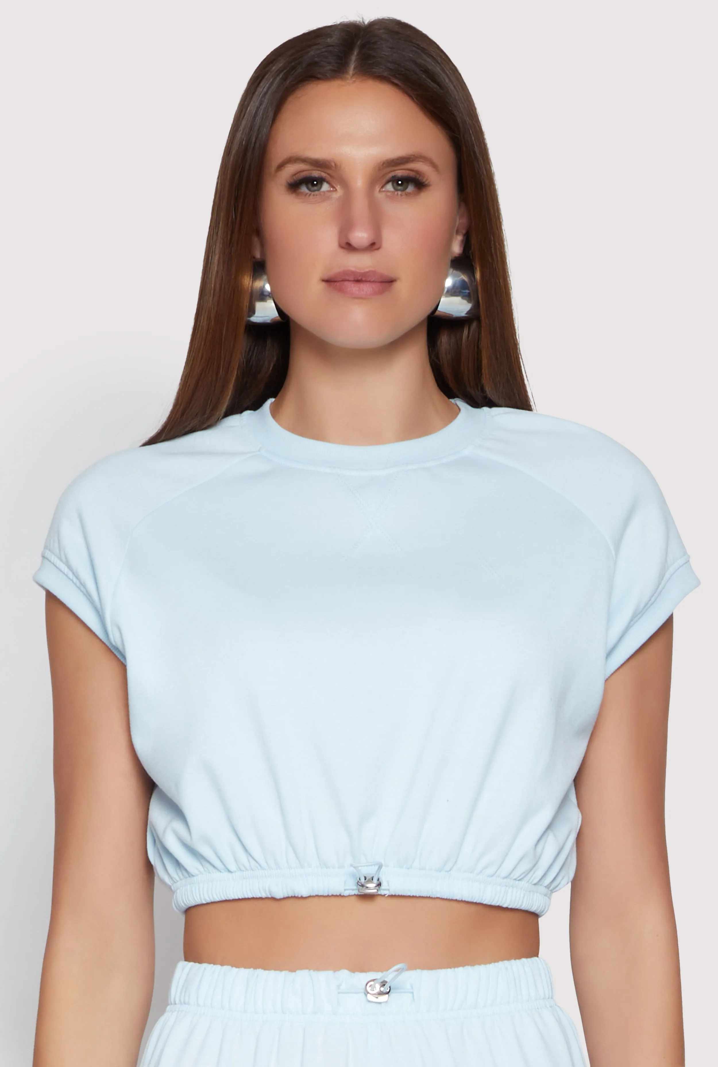 Almost Famous Cap Sleeve Cropped Sweatshirt sold by Rainbow