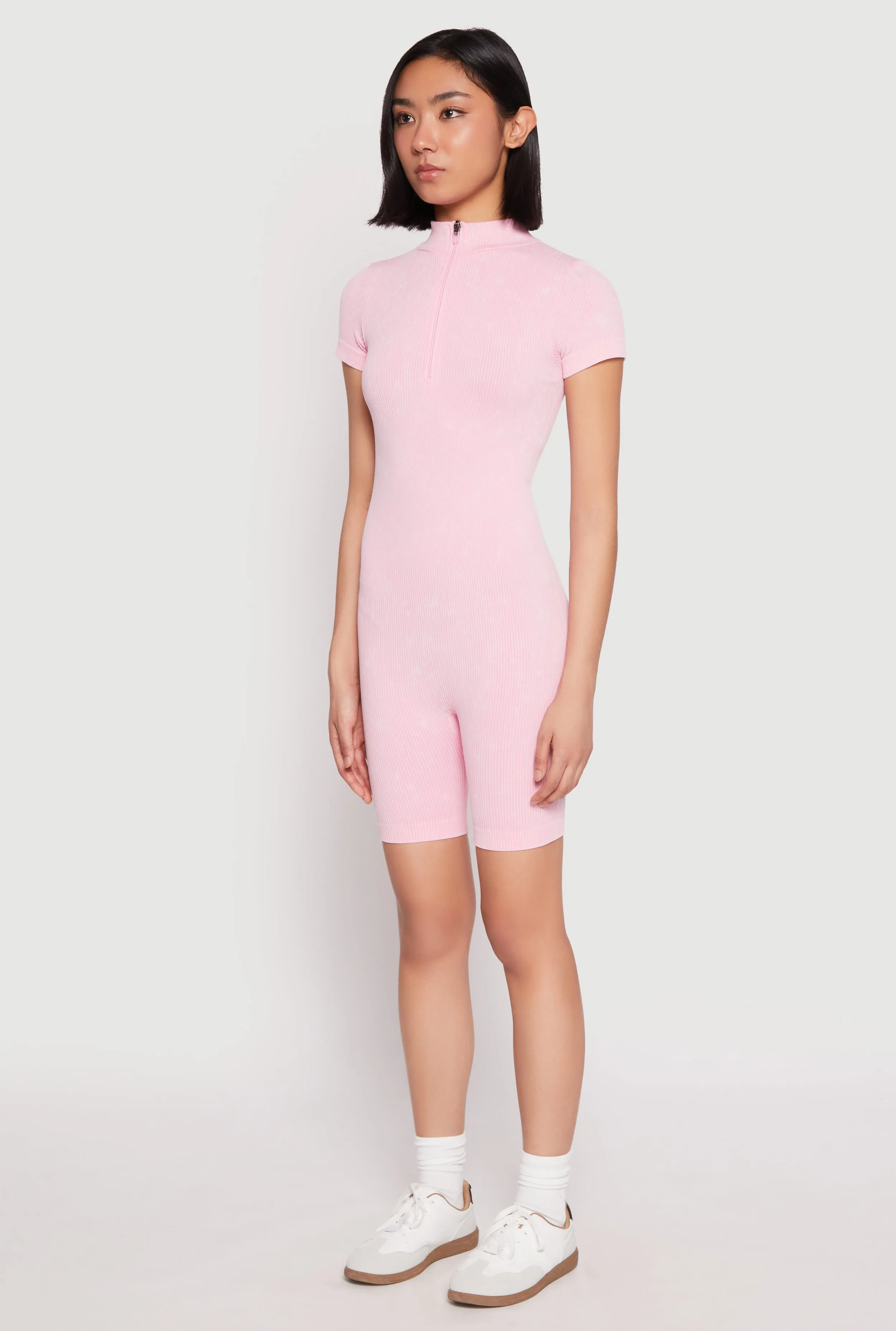 Acid Wash Biker Romper sold by Rainbow product image thumbnail 3