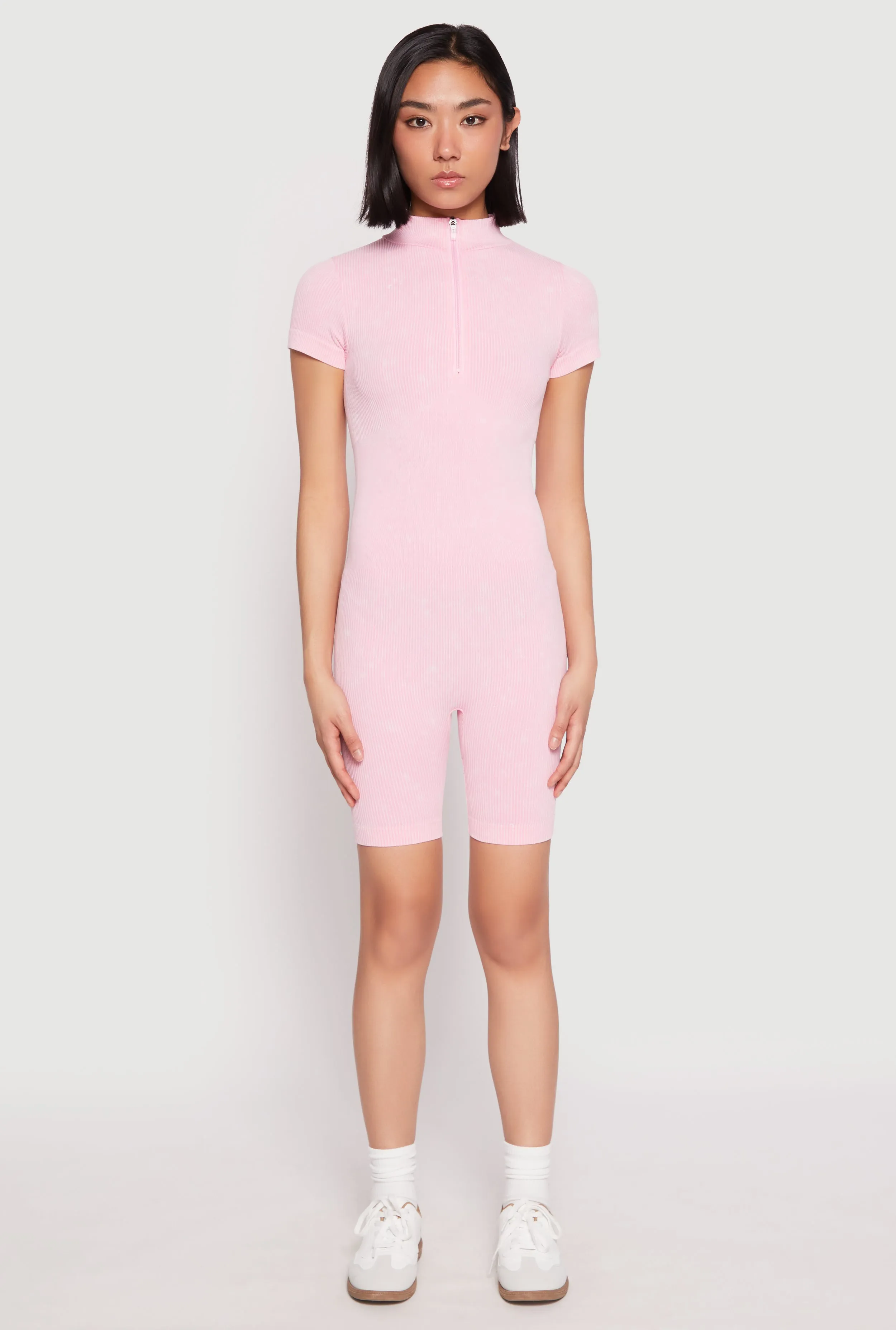 Acid Wash Biker Romper sold by Rainbow