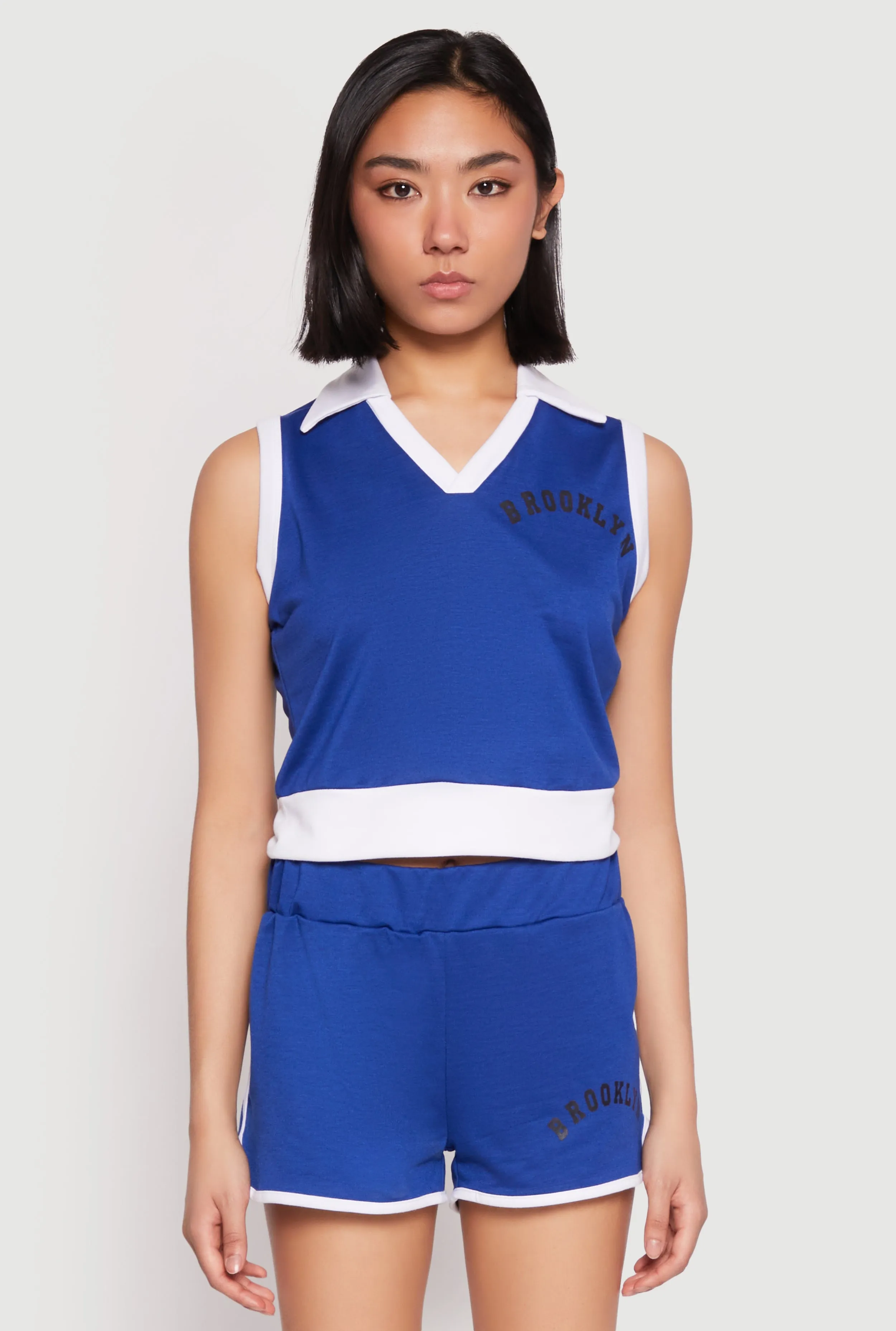Brooklyn Sleeveless Johnny Collar Top sold by Rainbow