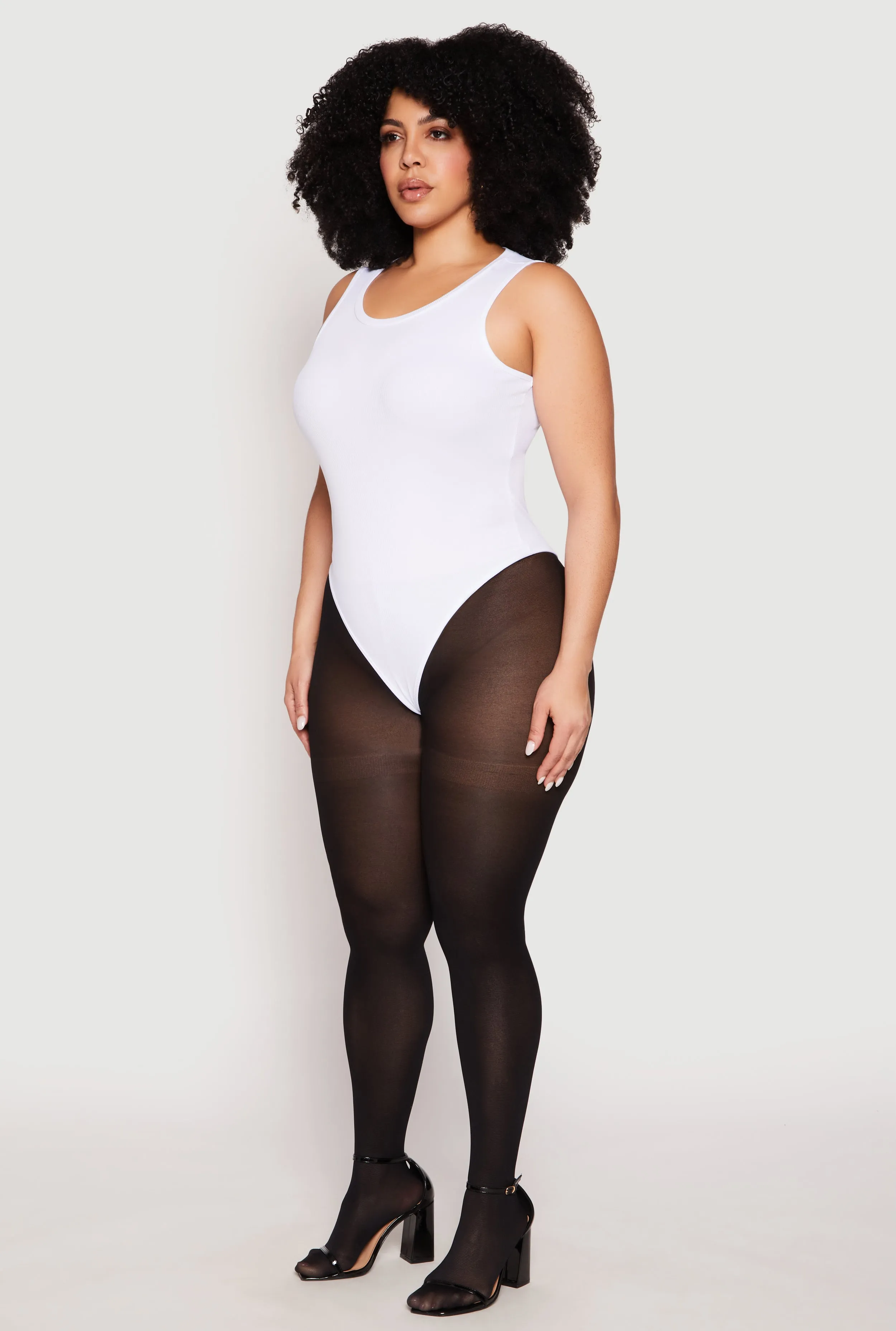 Plus Size Daisy Ribbed Knit Tank Thong Bodysuit sold by Rainbow product image thumbnail 3