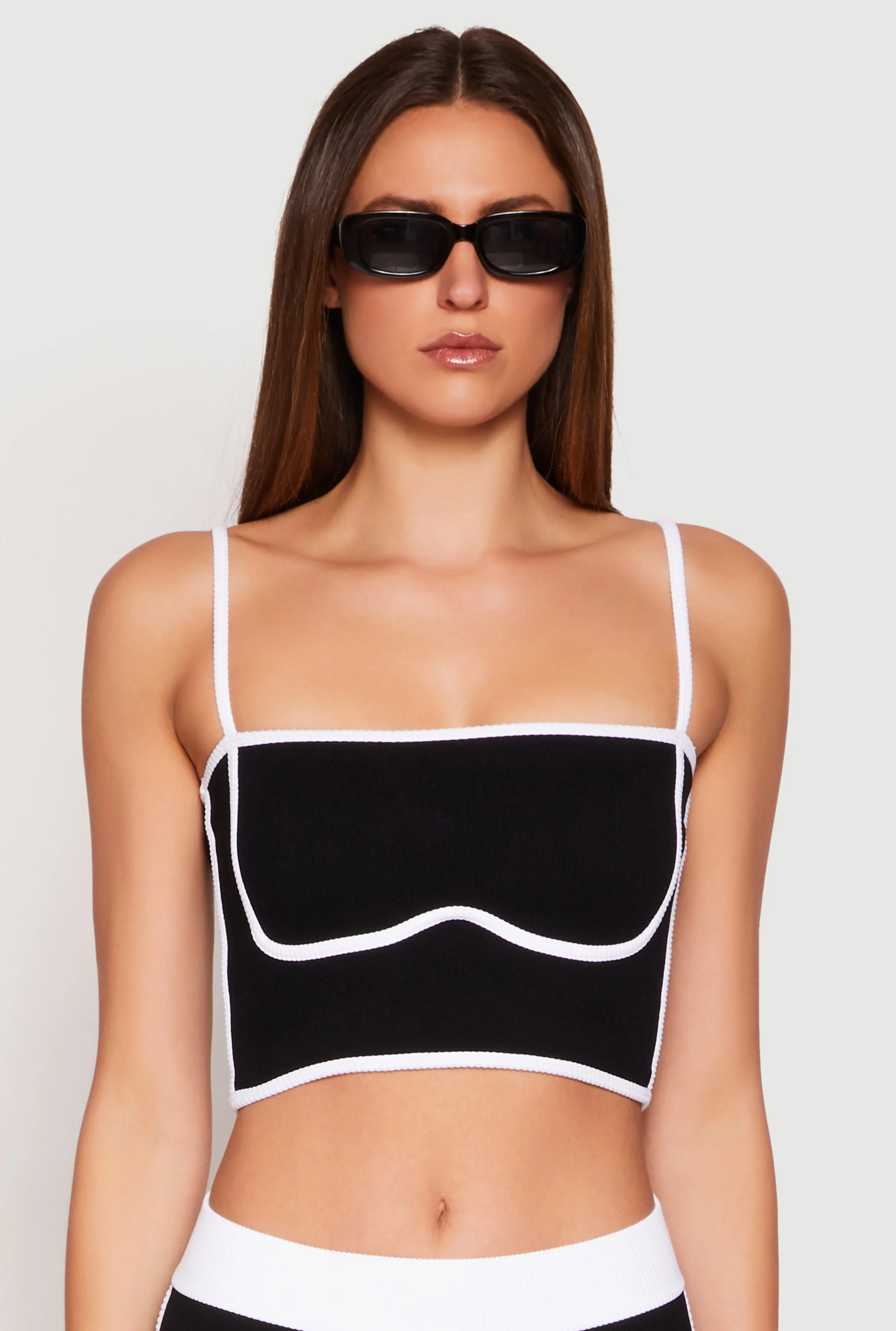 Seamless Contrast Trim Cropped Cami sold by Rainbow