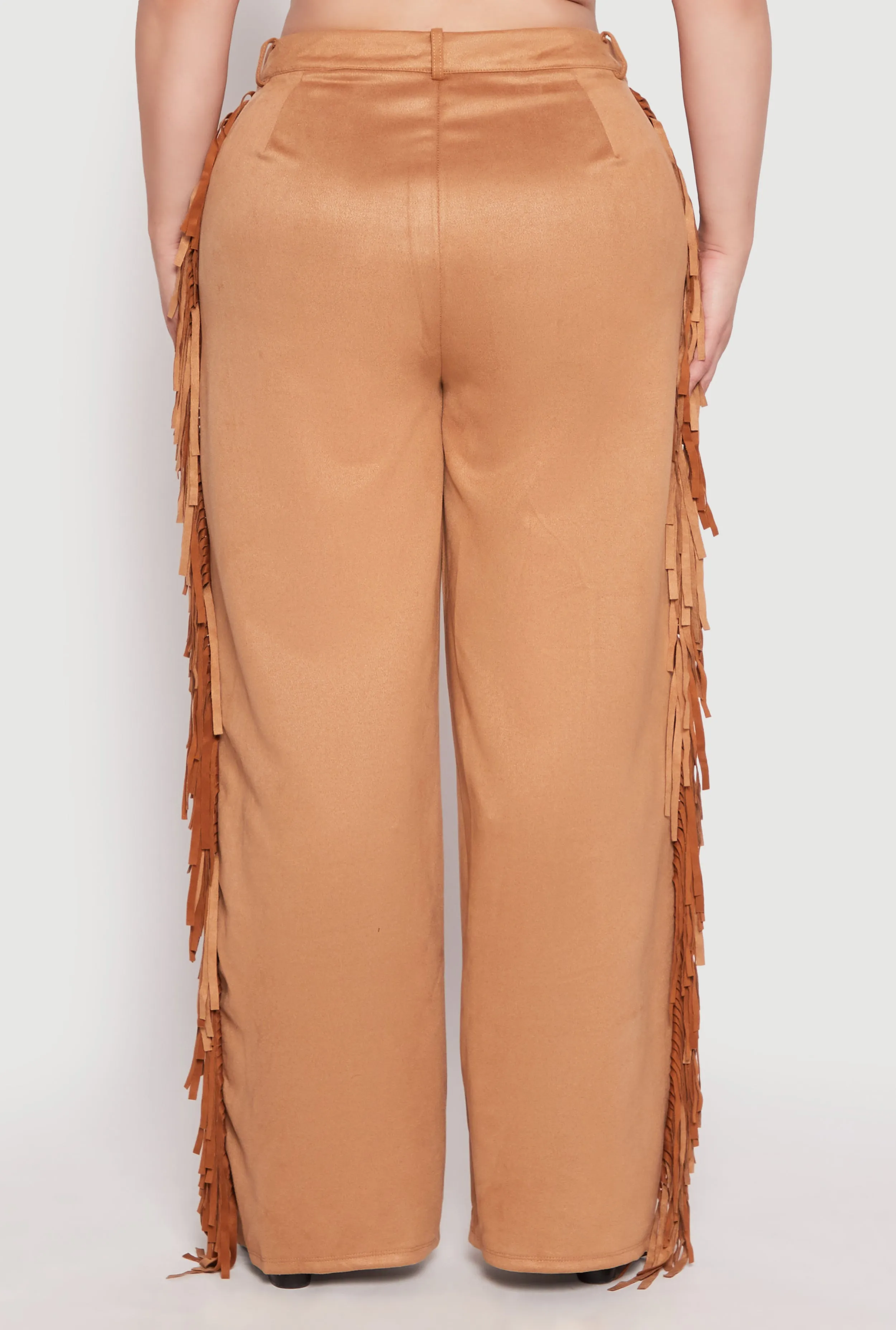 Plus Size Faux Suede Fringe Wide Leg Pants sold by Rainbow product image thumbnail 5
