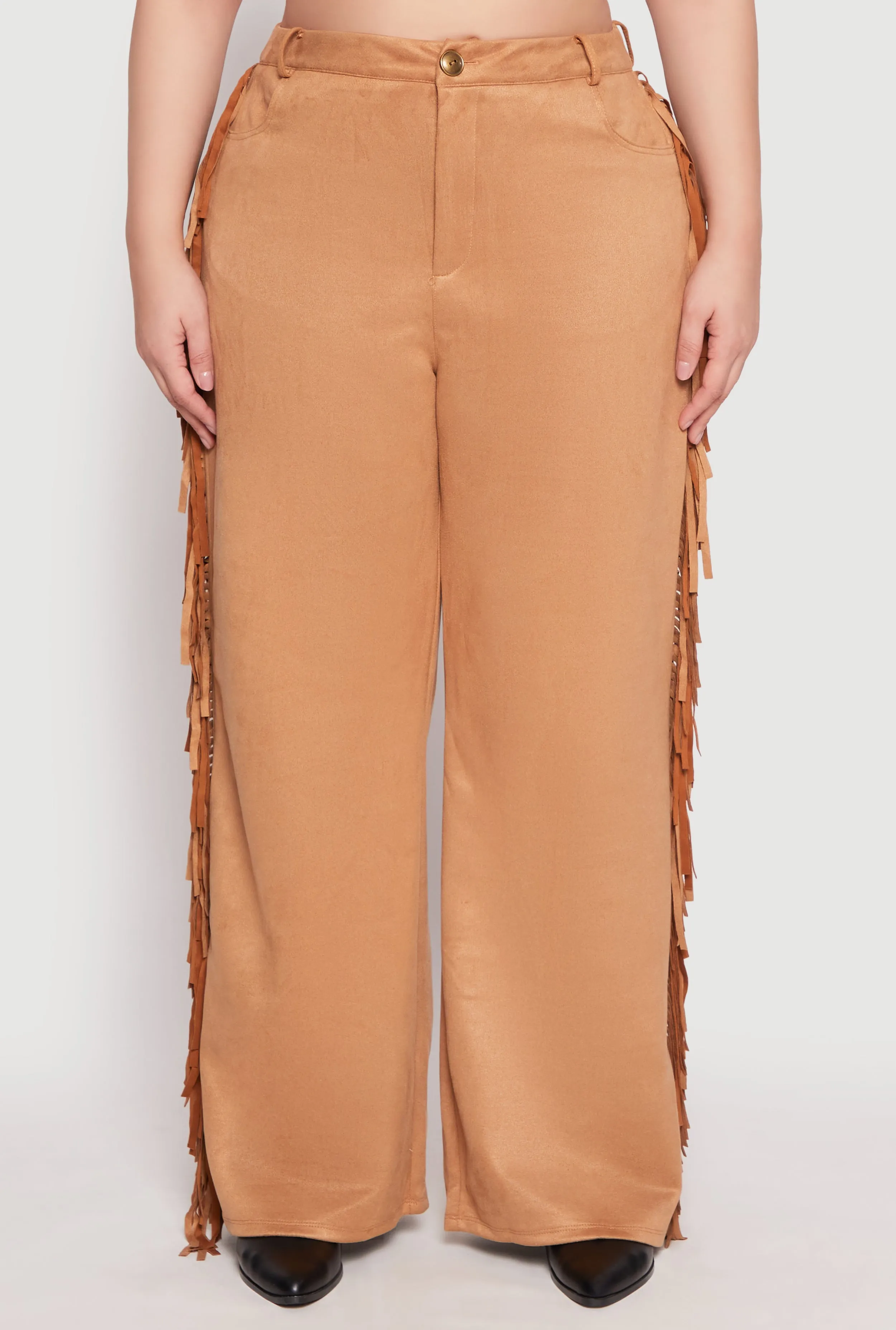 Plus Size Faux Suede Fringe Wide Leg Pants sold by Rainbow product image thumbnail 3