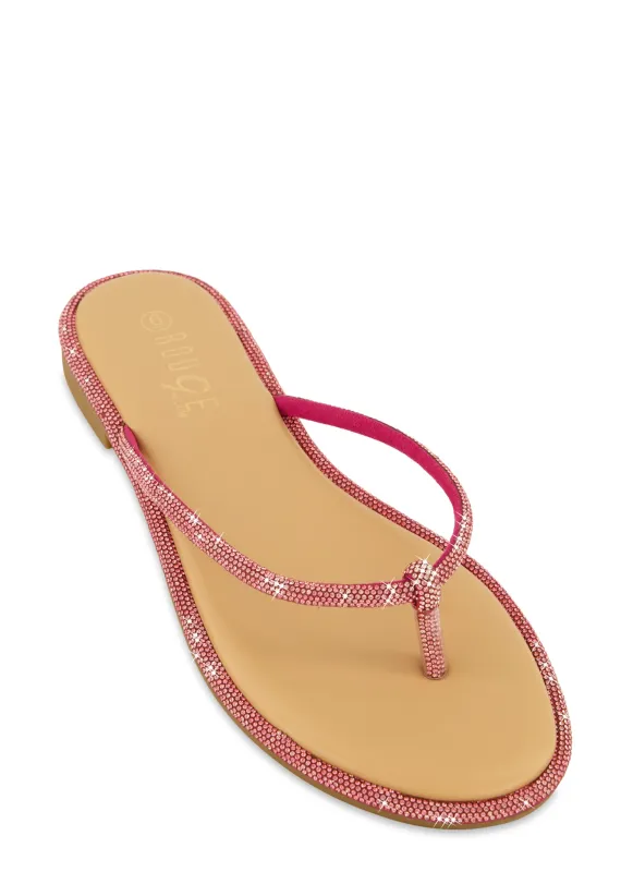 Rhinestone Trim Thong Sandals sold by Rainbow