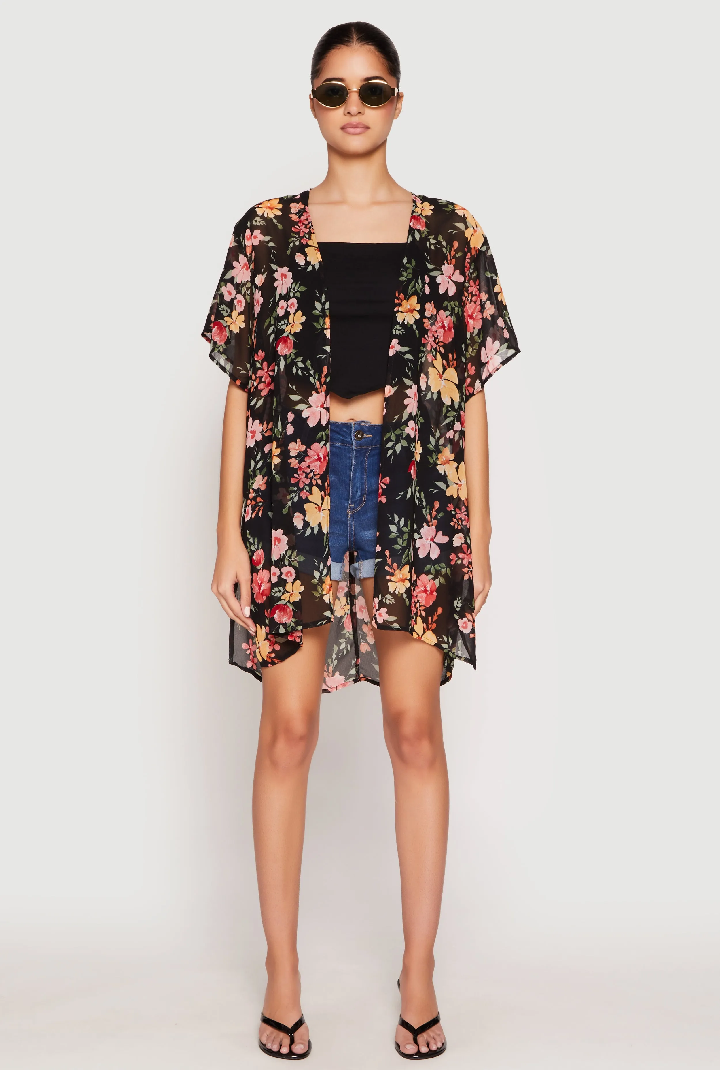 Floral Print Twist Back Kimono sold by Rainbow