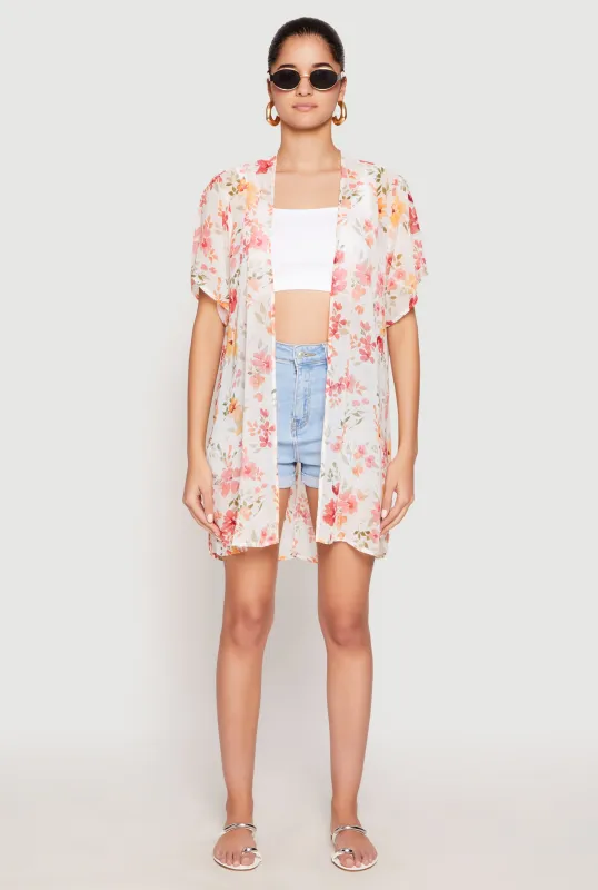 Floral Print Twist Back Kimono sold by Rainbow