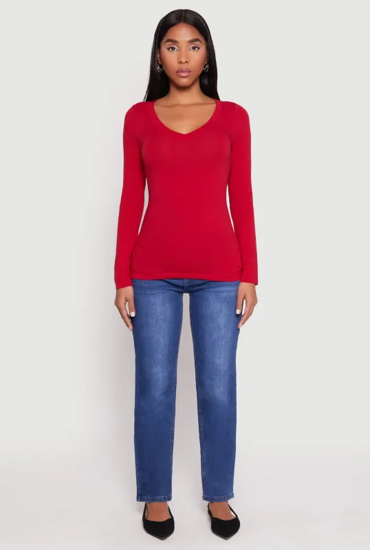 Basic Long Sleeve V Neck Tee sold by Rainbow