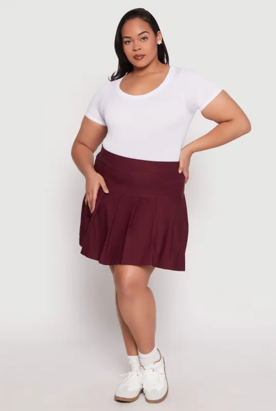 Plus Size High Waist Pleated Skirt sold by Rainbow