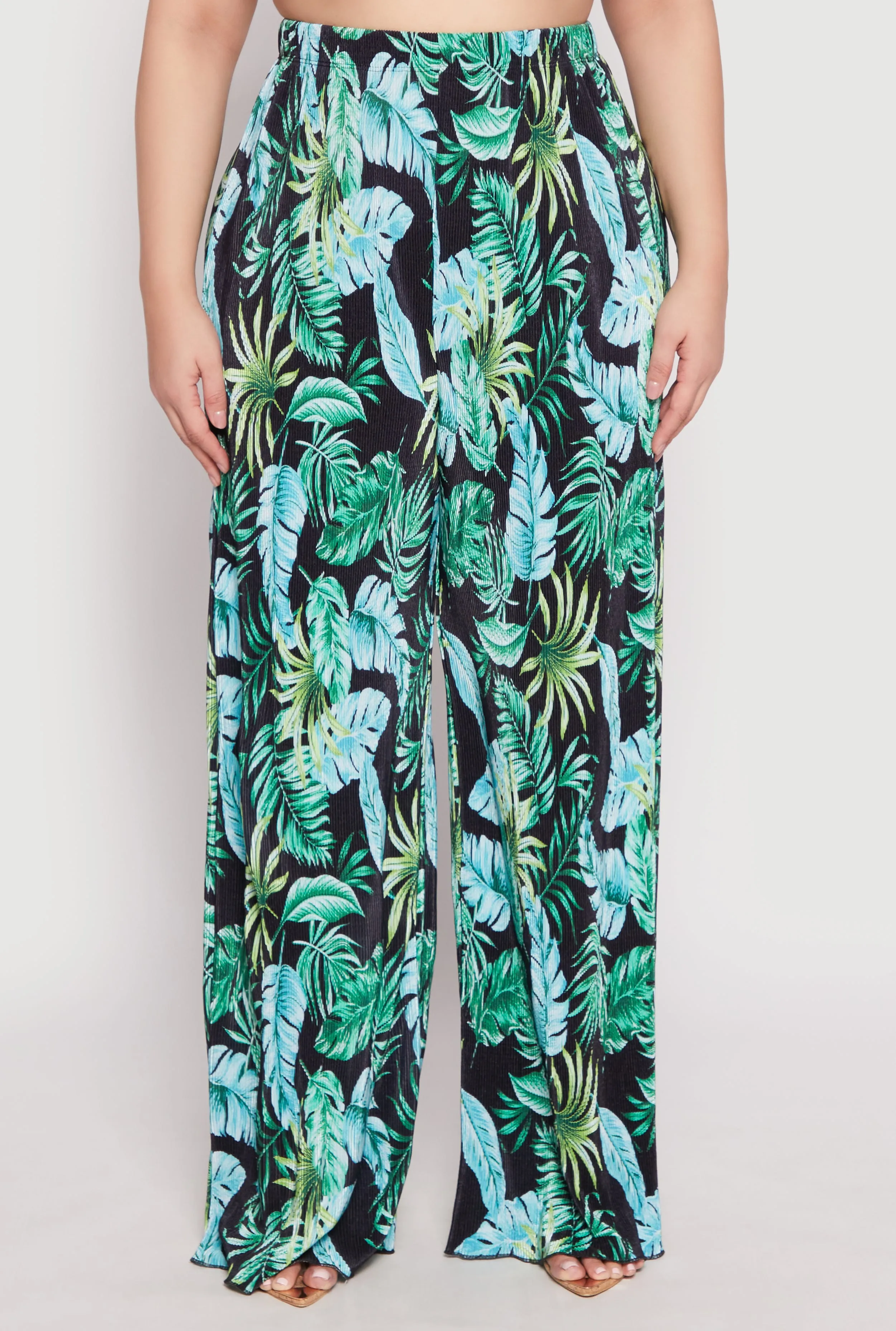 Plus Size Almost Famous Tropical Plisse Palazzo Pants sold by Rainbow product image thumbnail 3