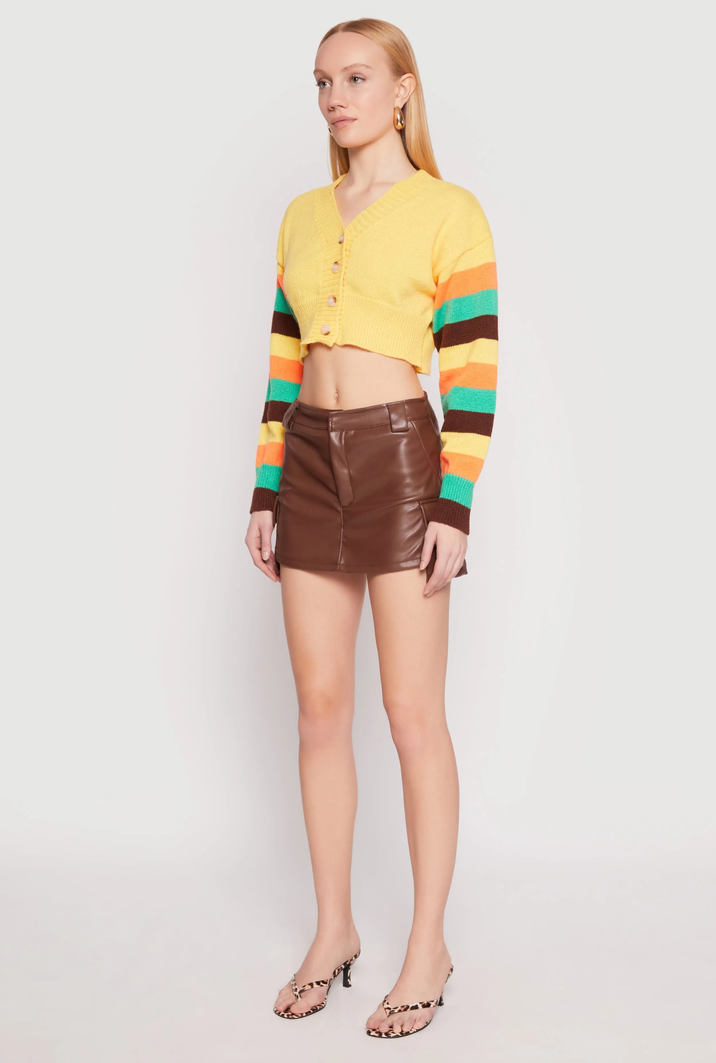 Daisy Striped Sleeve Cropped Cardigan sold by Rainbow product image thumbnail 5