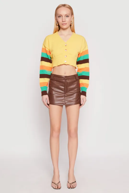 Daisy Striped Sleeve Cropped Cardigan sold by Rainbow