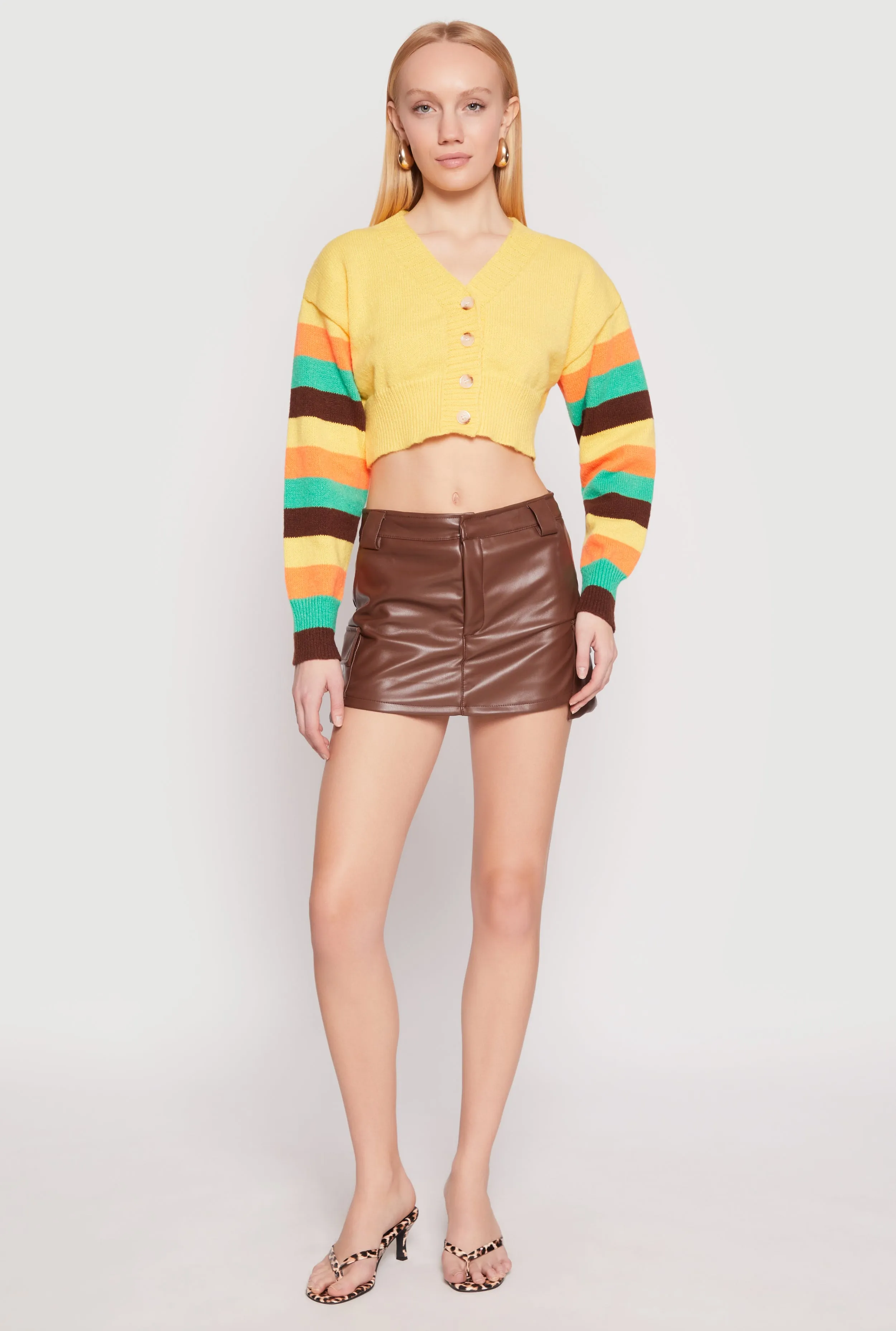 Daisy Striped Sleeve Cropped Cardigan sold by Rainbow product image thumbnail 3