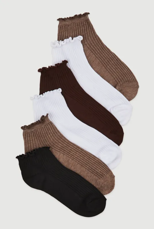Lettuce Edge Quarter Socks 6 Pack Size 4-10 sold by Rainbow