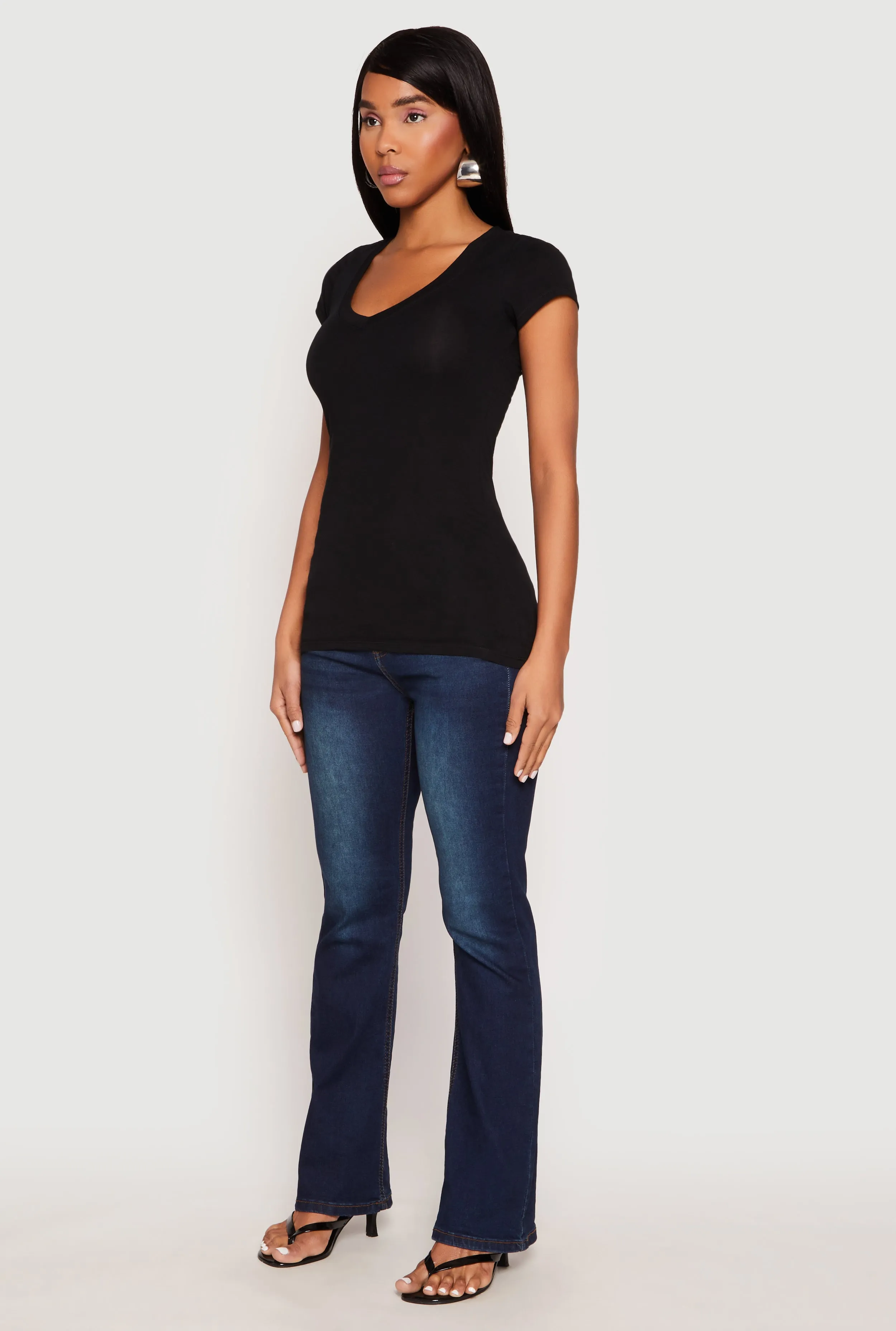 V Neck Basic Short Sleeve Tee sold by Rainbow product image thumbnail 5