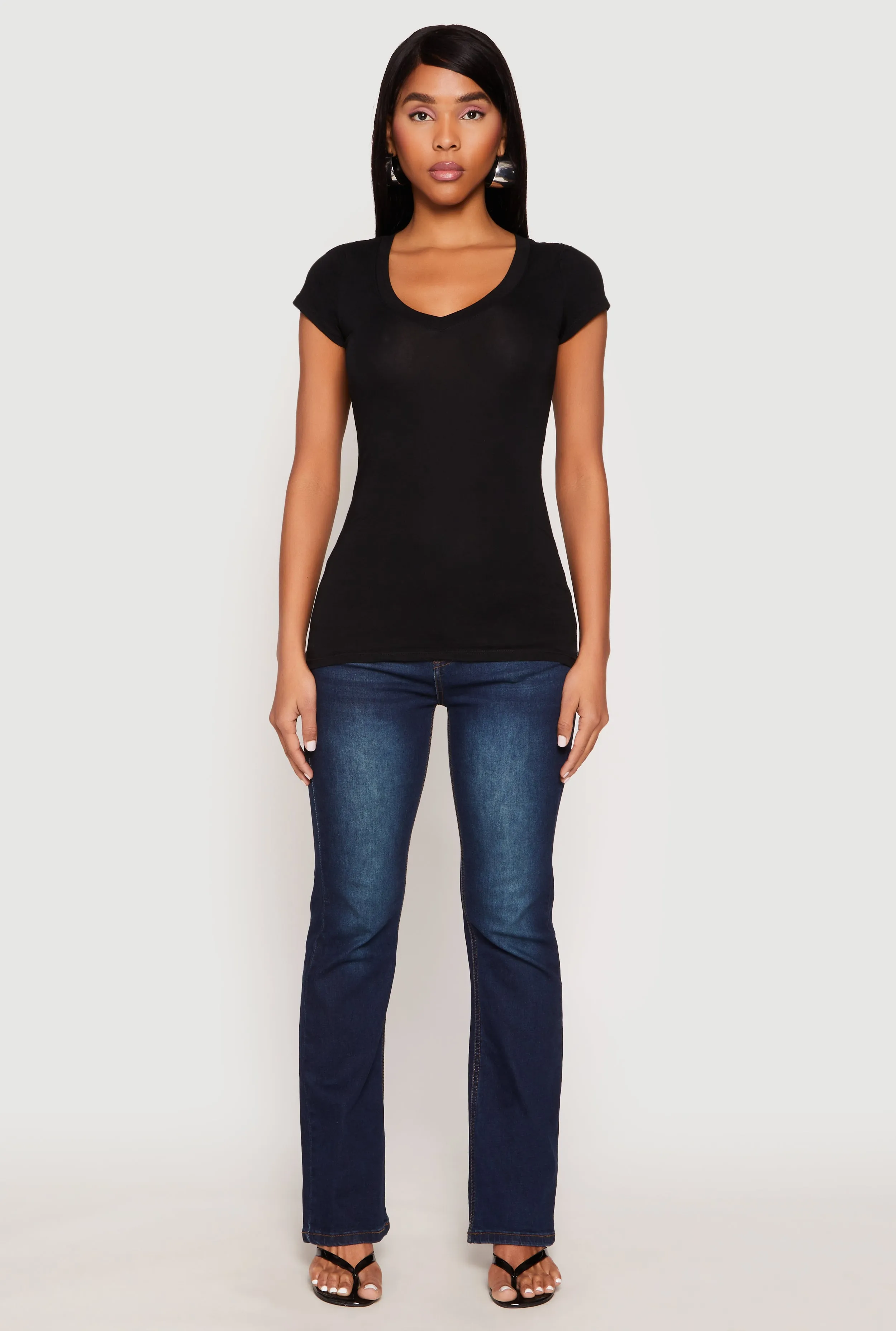 V Neck Basic Short Sleeve Tee sold by Rainbow
