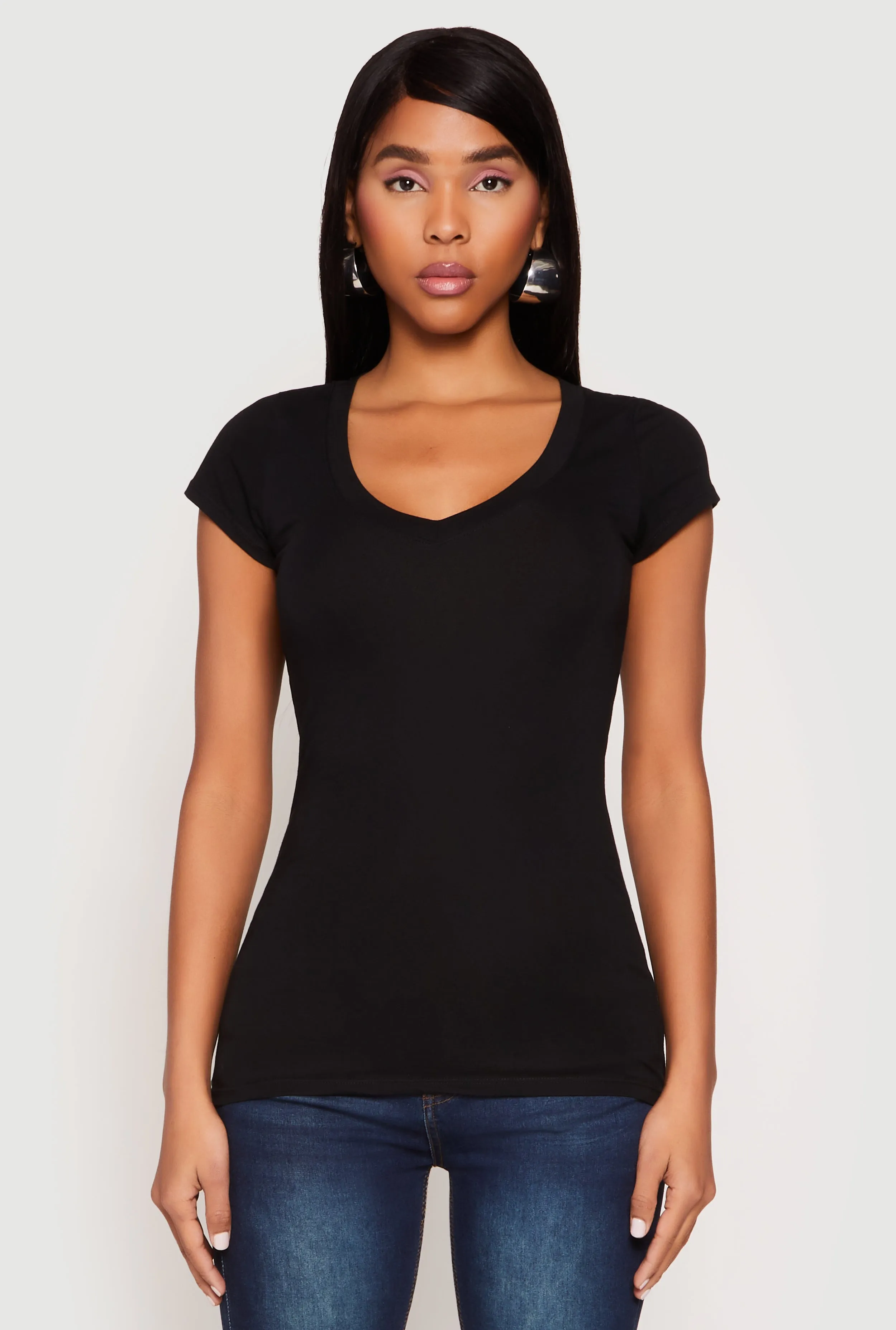 V Neck Basic Short Sleeve Tee sold by Rainbow product image thumbnail 2
