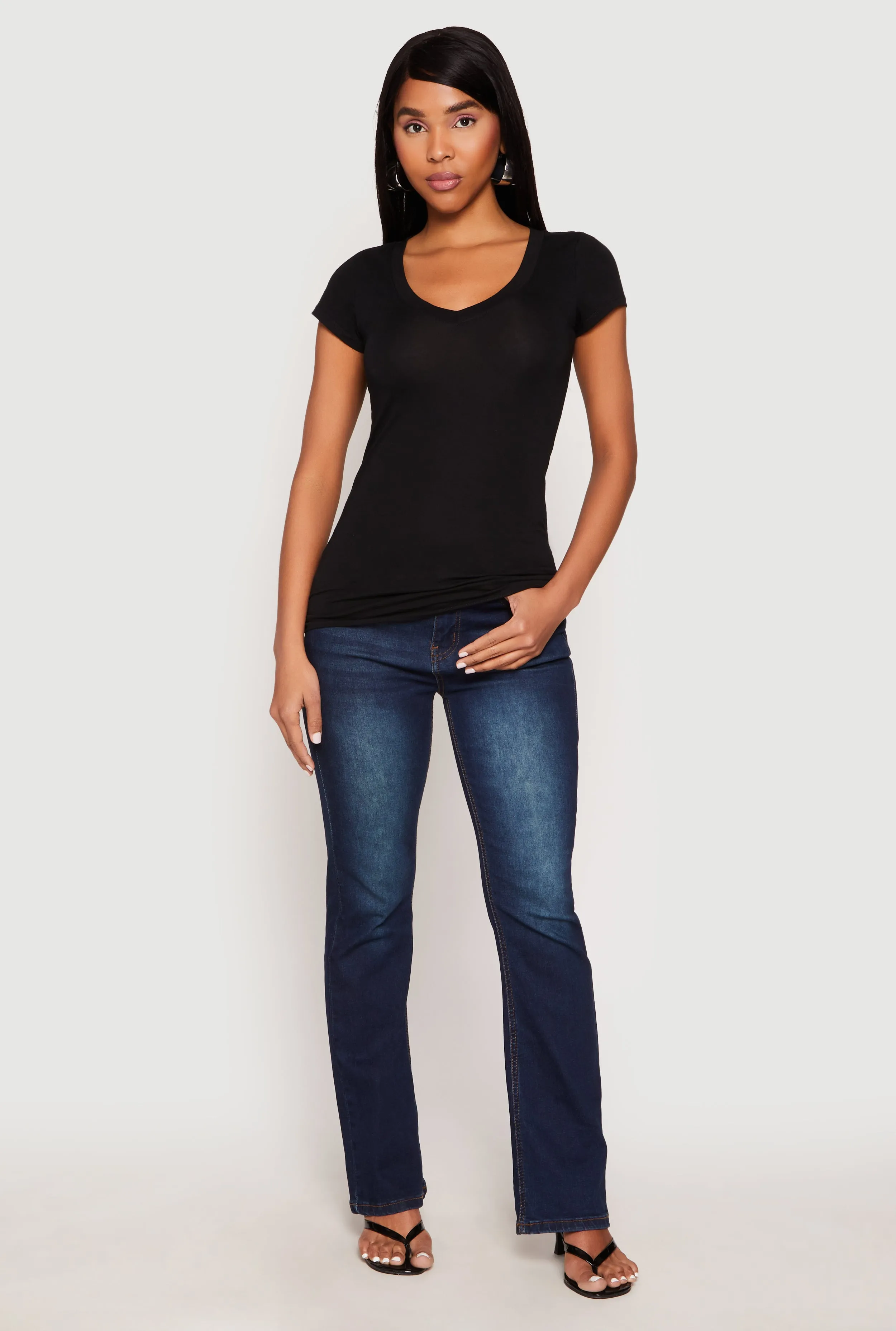 V Neck Basic Short Sleeve Tee sold by Rainbow product image thumbnail 3