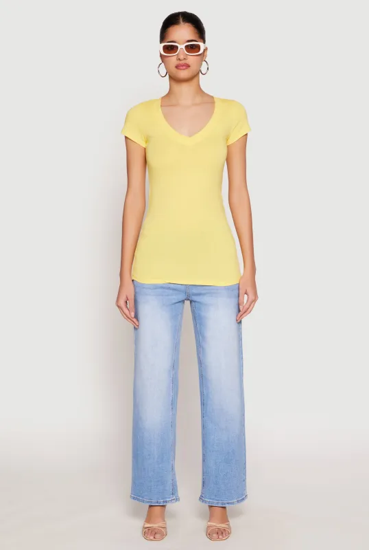 V Neck Basic Short Sleeve Tee sold by Rainbow