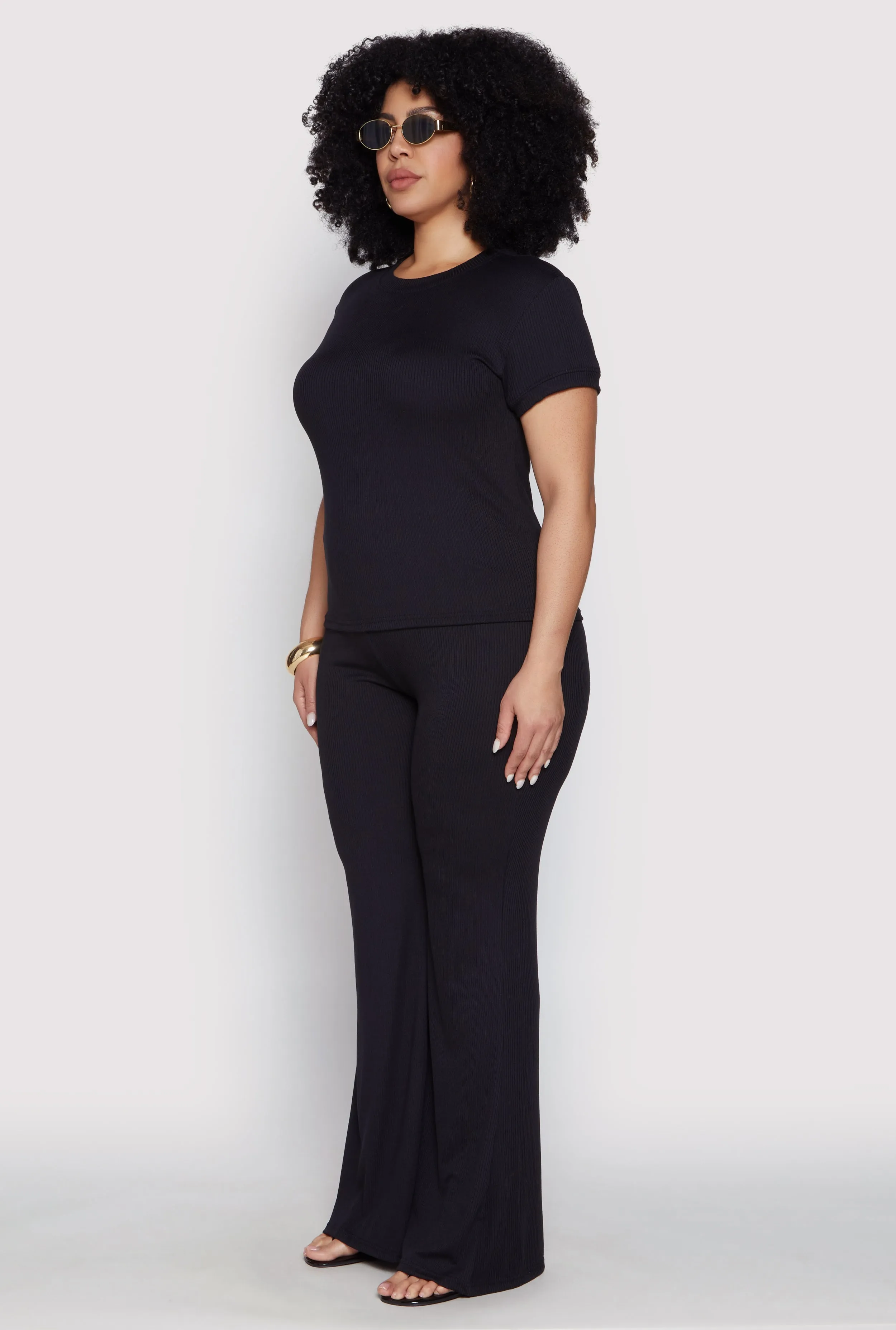 Plus Size Basic Ribbed Knit Crew Neck Top sold by Rainbow product image thumbnail 5