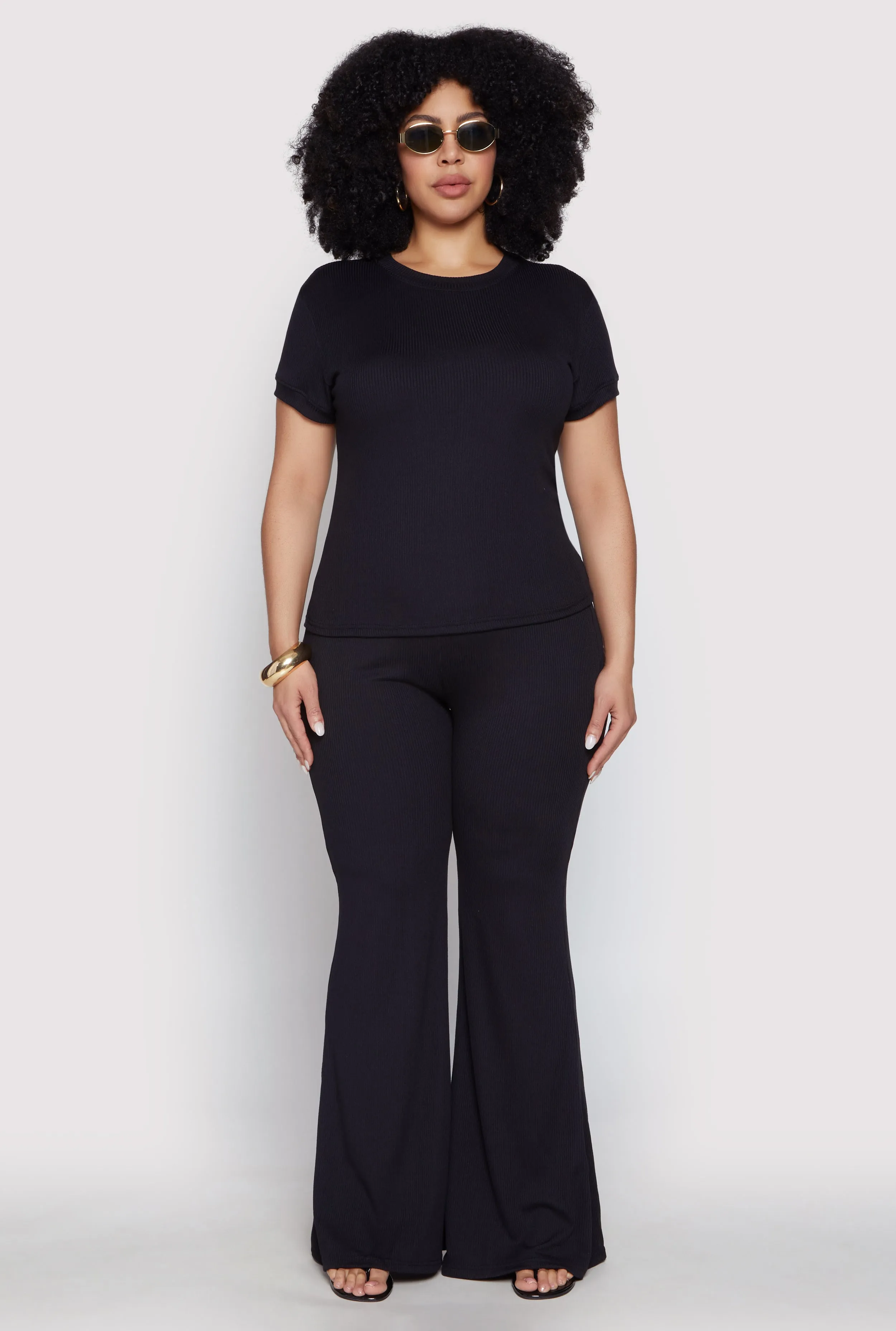 Plus Size Basic Ribbed Knit Crew Neck Top sold by Rainbow product image thumbnail 2