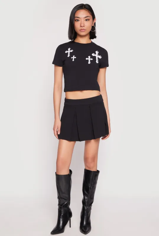 Cell Phone Pocket Pleated Skort sold by Rainbow