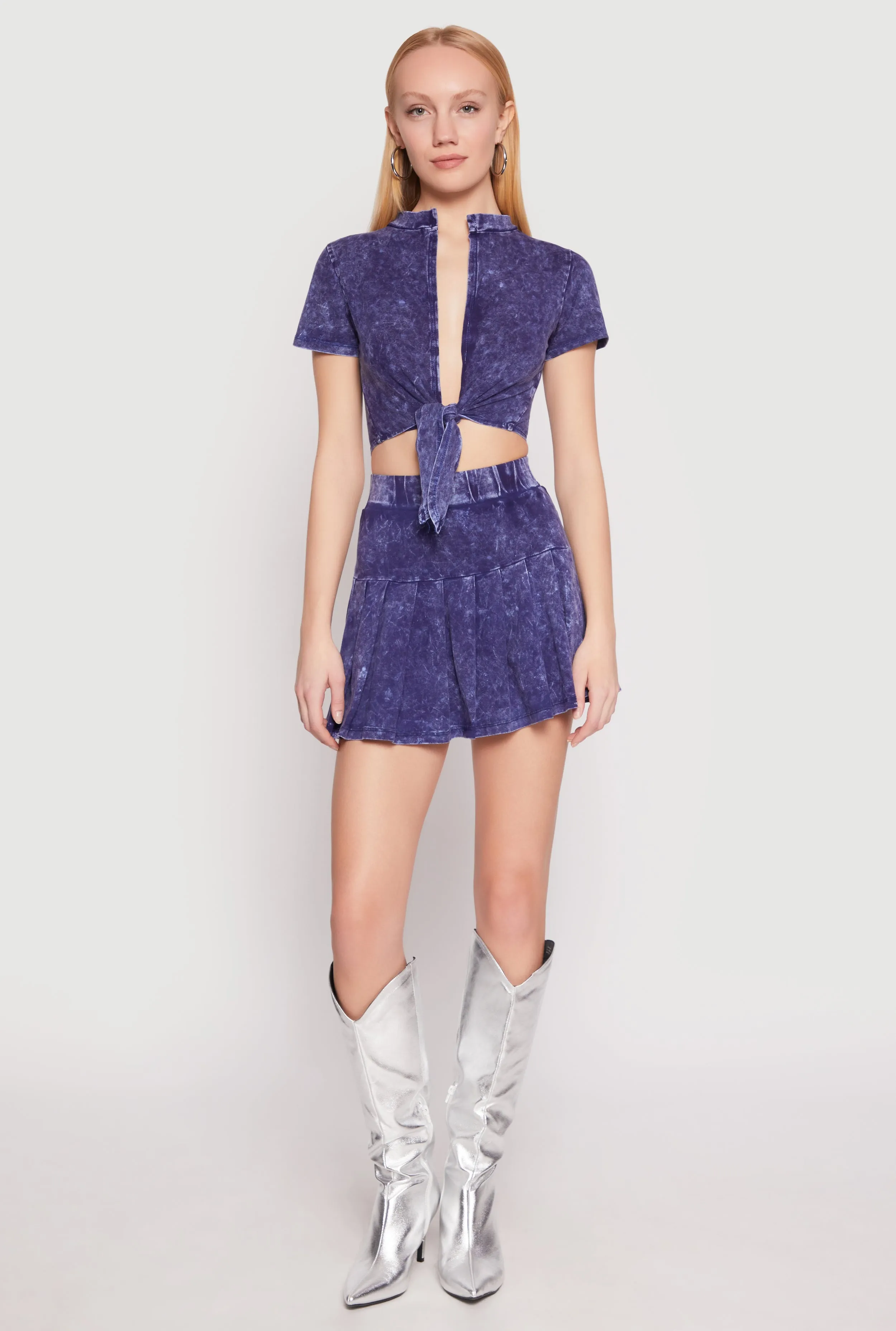 Mineral Wash Tie Front Crop Top sold by Rainbow product image thumbnail 2