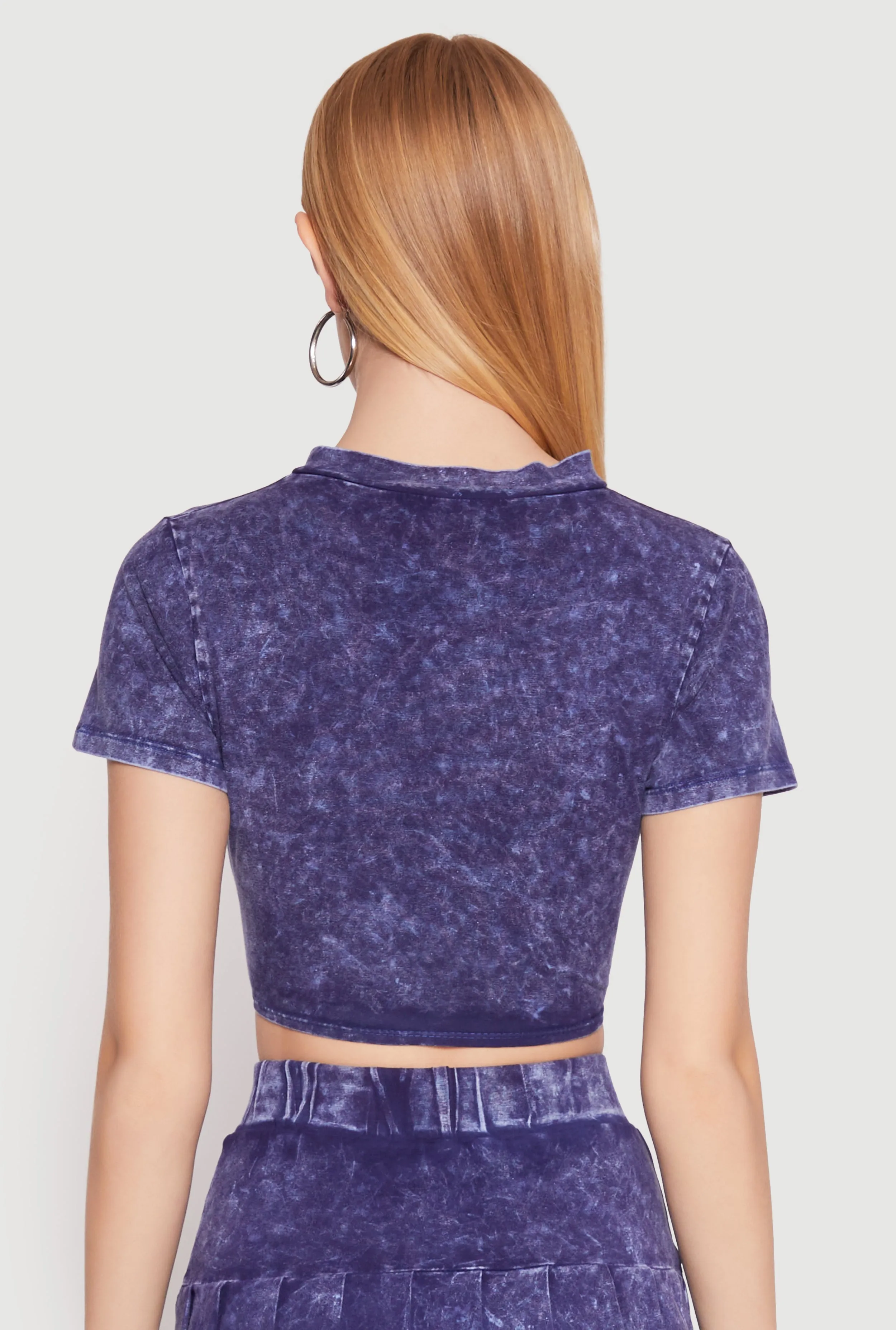 Mineral Wash Tie Front Crop Top sold by Rainbow product image thumbnail 5