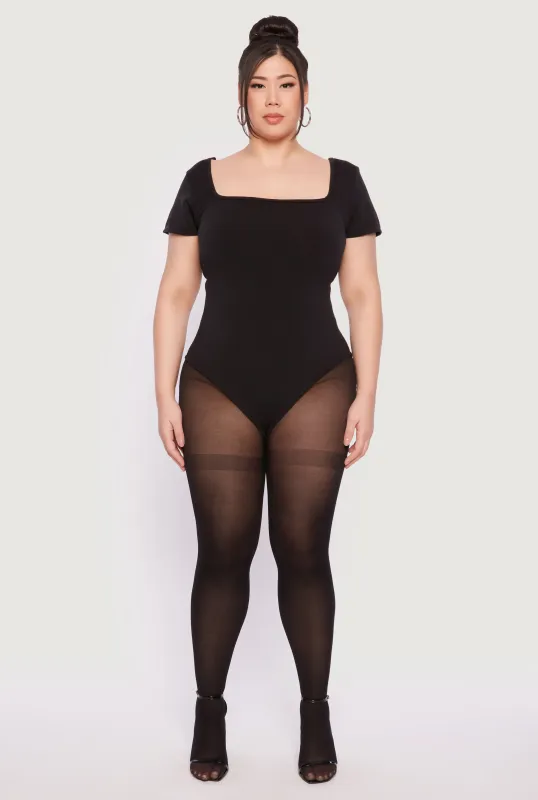 Plus Size Seamless Square Neck Bodysuit sold by Rainbow