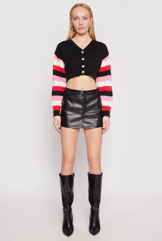 Daisy Striped Sleeve Cropped Cardigan sold by Rainbow