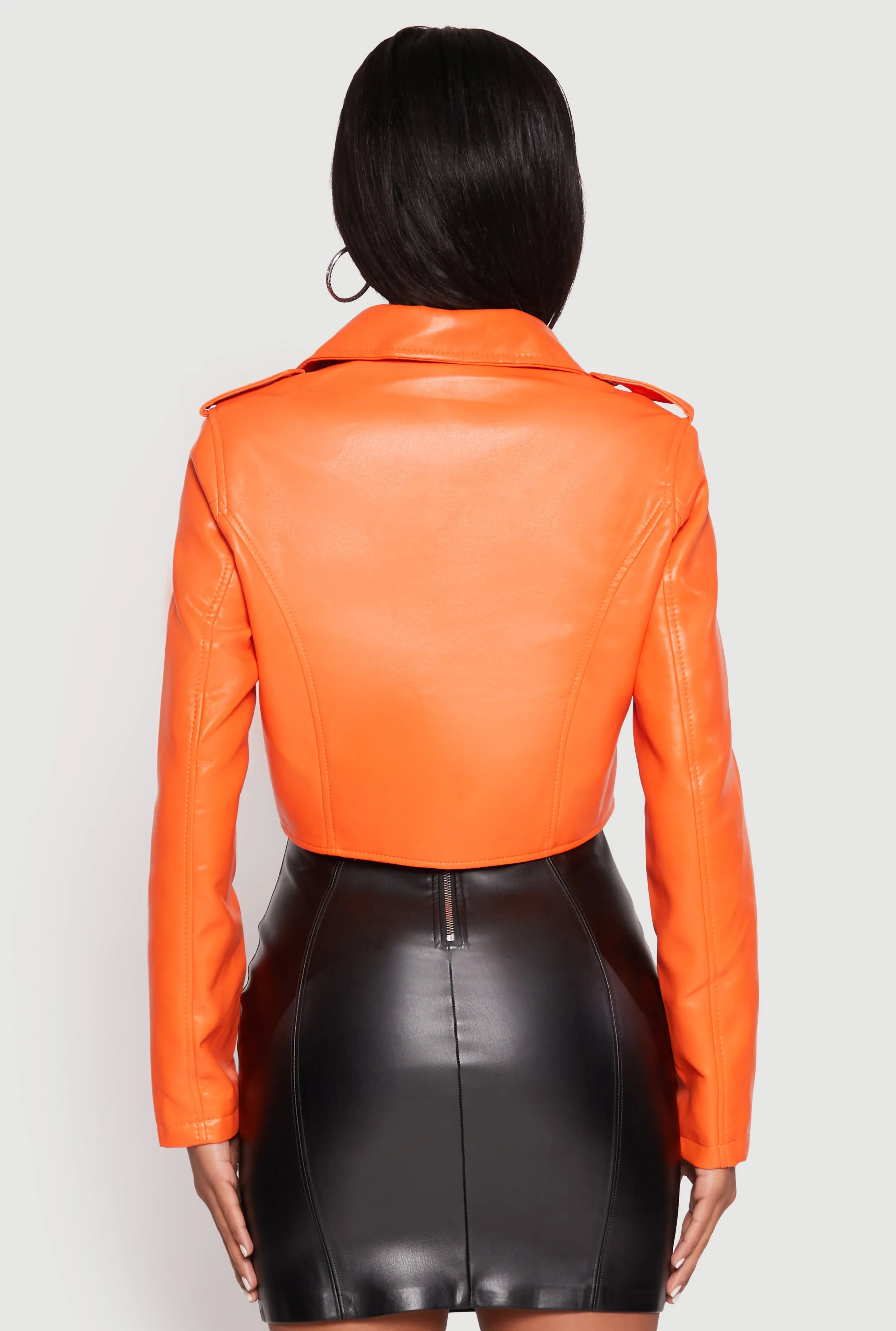 Daisy Faux Leather Cropped Moto Jacket sold by Rainbow product image thumbnail 5