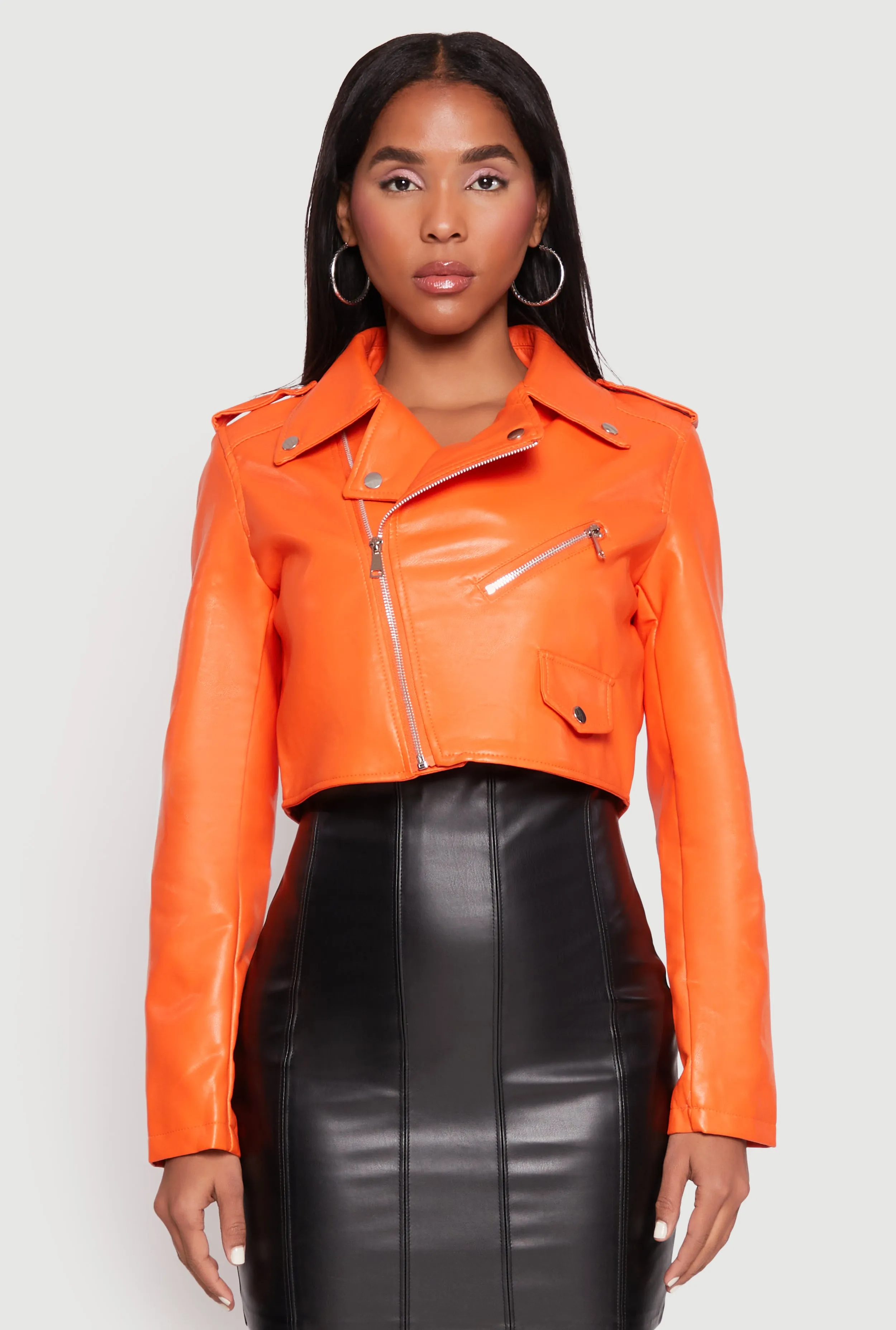 Daisy Faux Leather Cropped Moto Jacket sold by Rainbow product image thumbnail 2