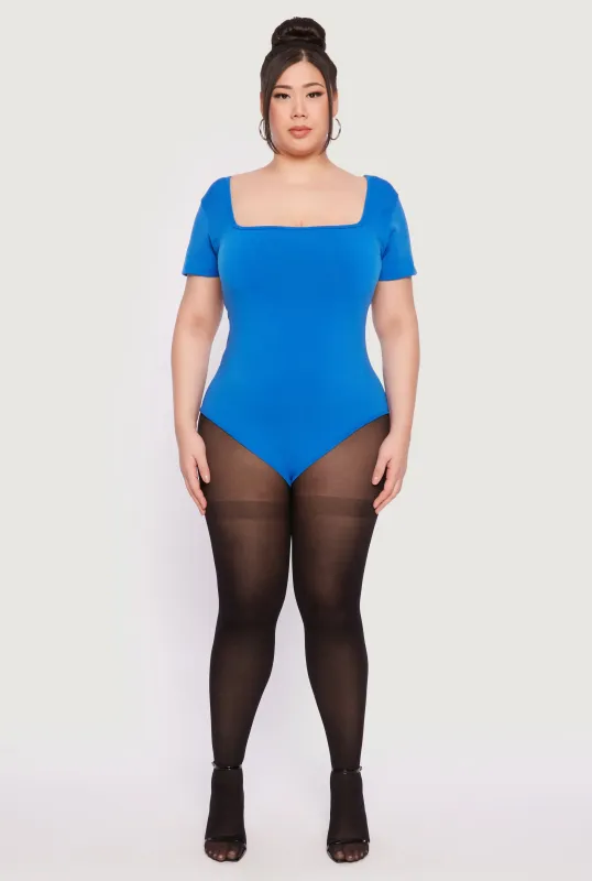 Plus Size Seamless Square Neck Bodysuit sold by Rainbow