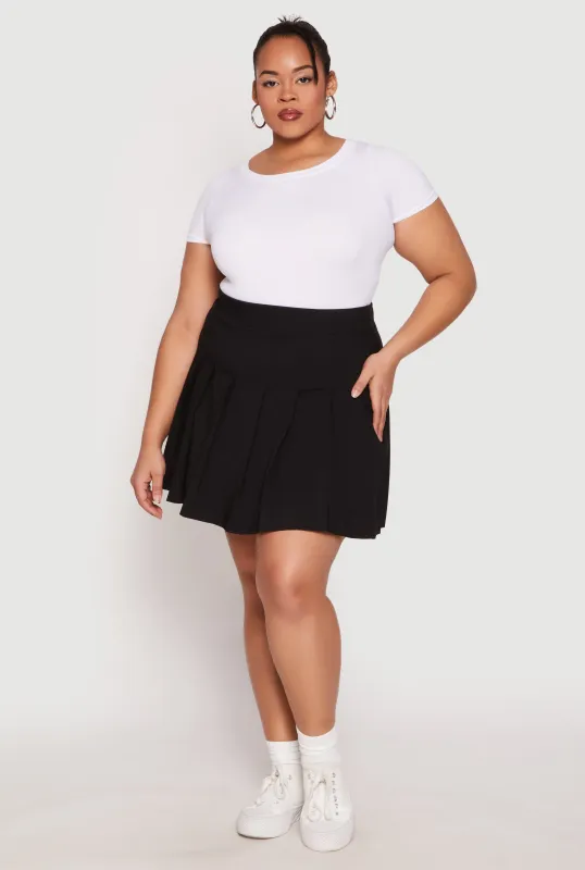 Plus Size High Waist Pleated Skirt sold by Rainbow