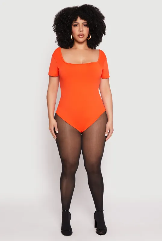 Plus Size Seamless Square Neck Bodysuit sold by Rainbow
